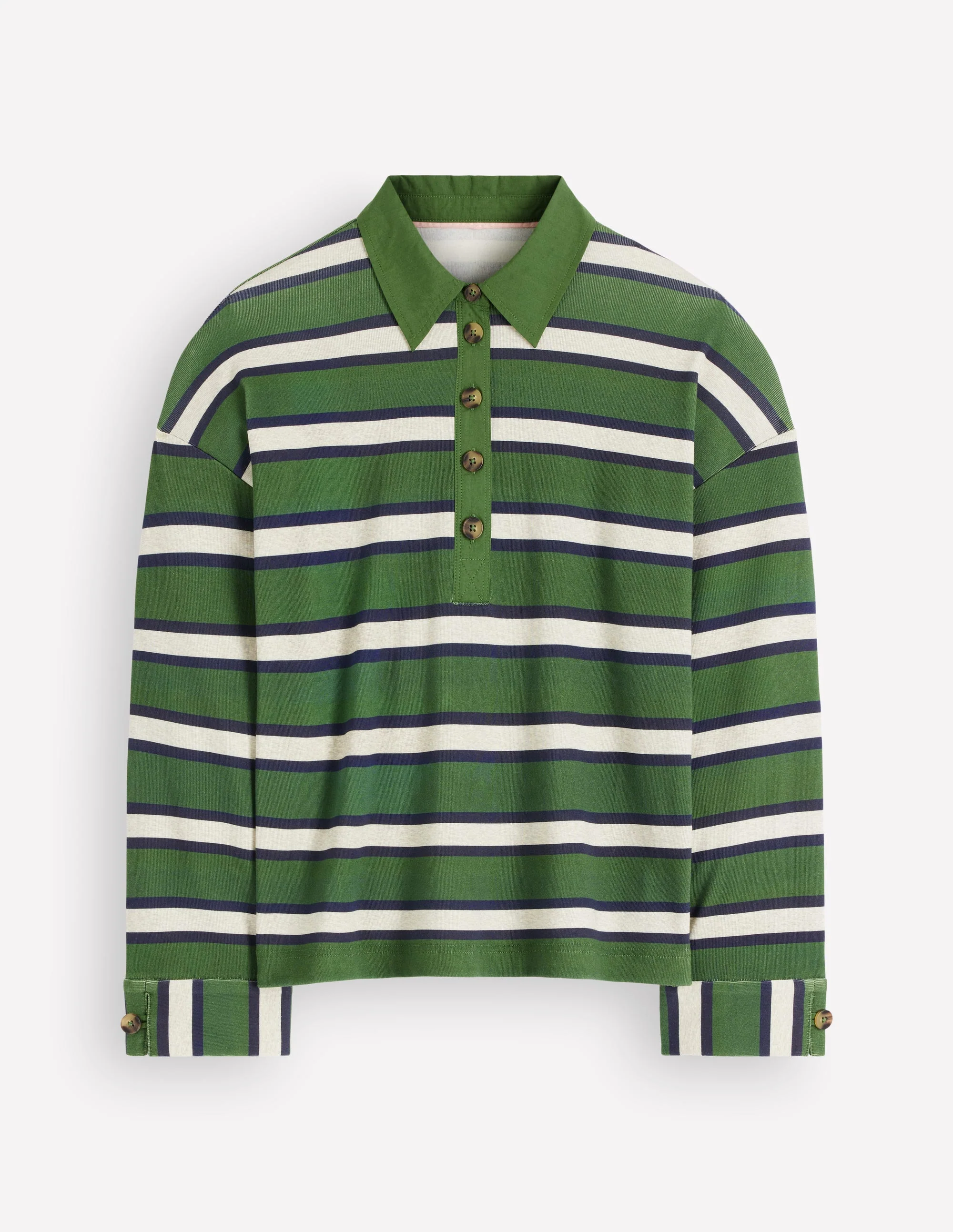 Collar Button Striped Breton-Chive and Navy Stripe - Image 6