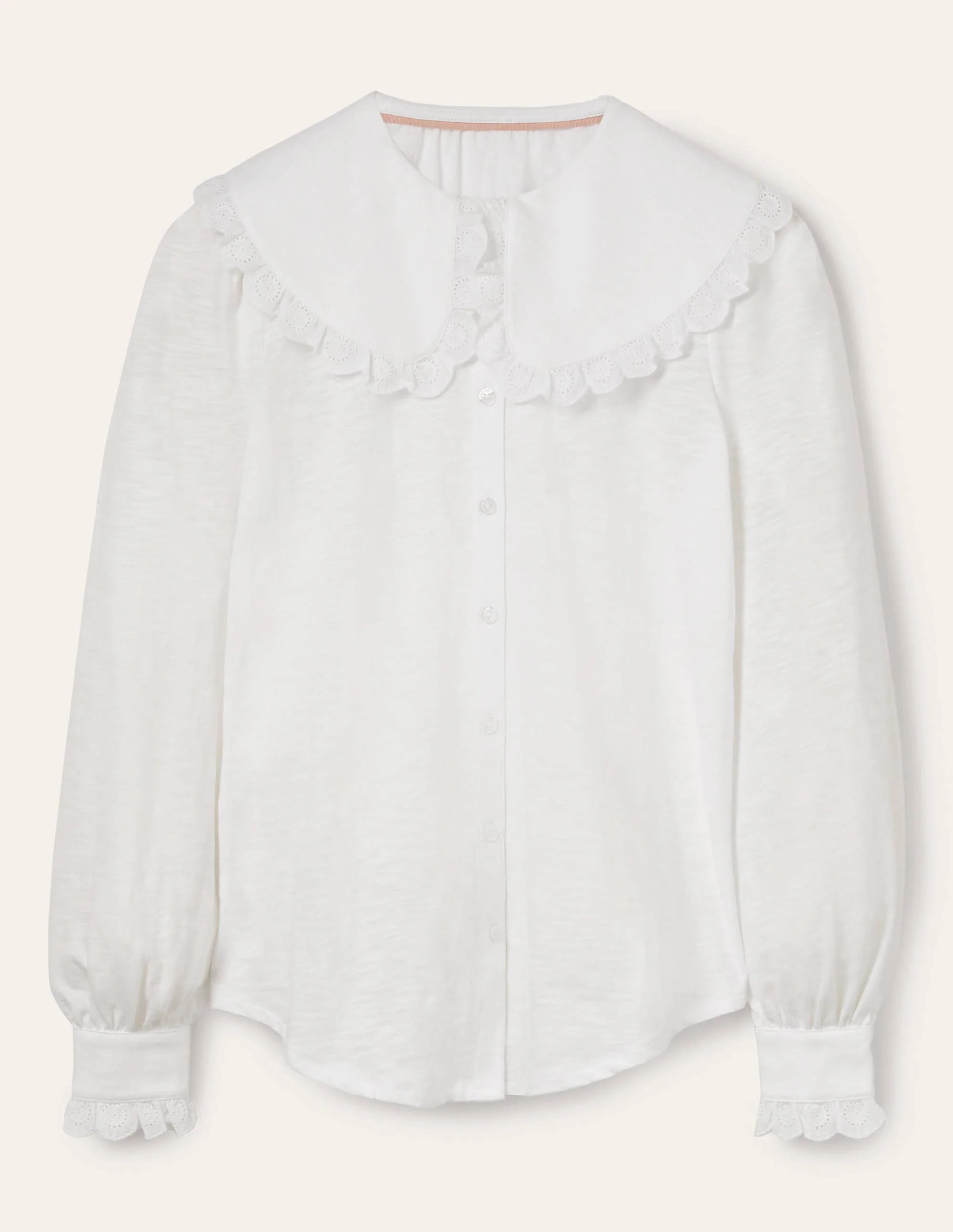 Collared Jersey Shirt-White - Image 6