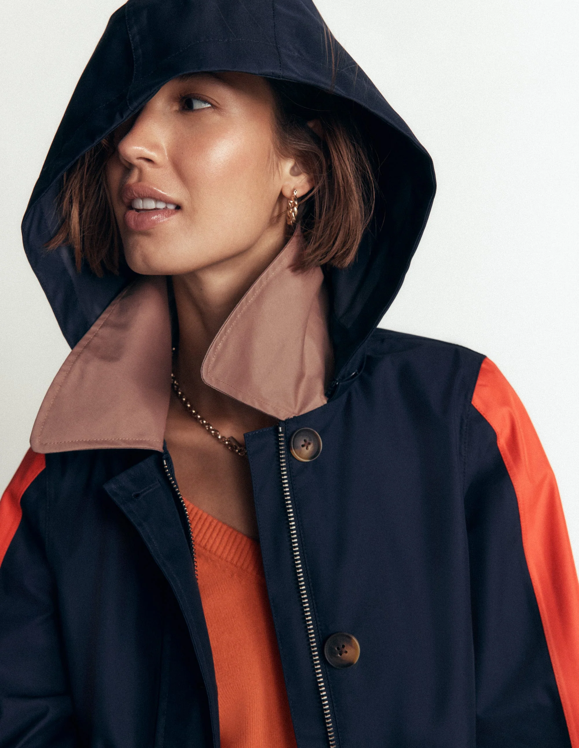 Colour block Raincoat-Navy - Image 4