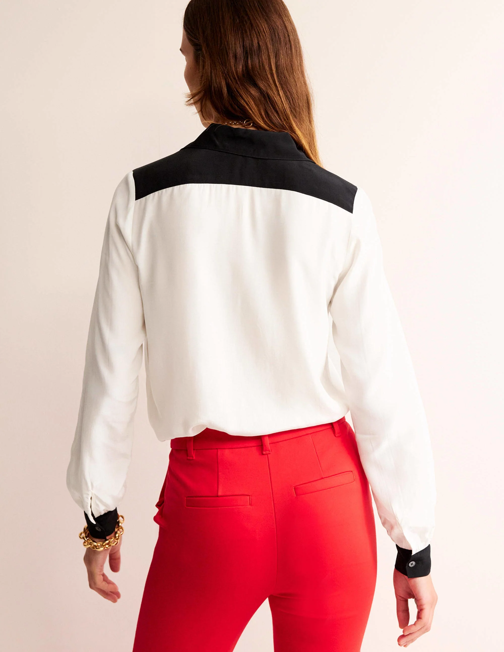 Colour Block Shirt-Ivory/Black - Image 3