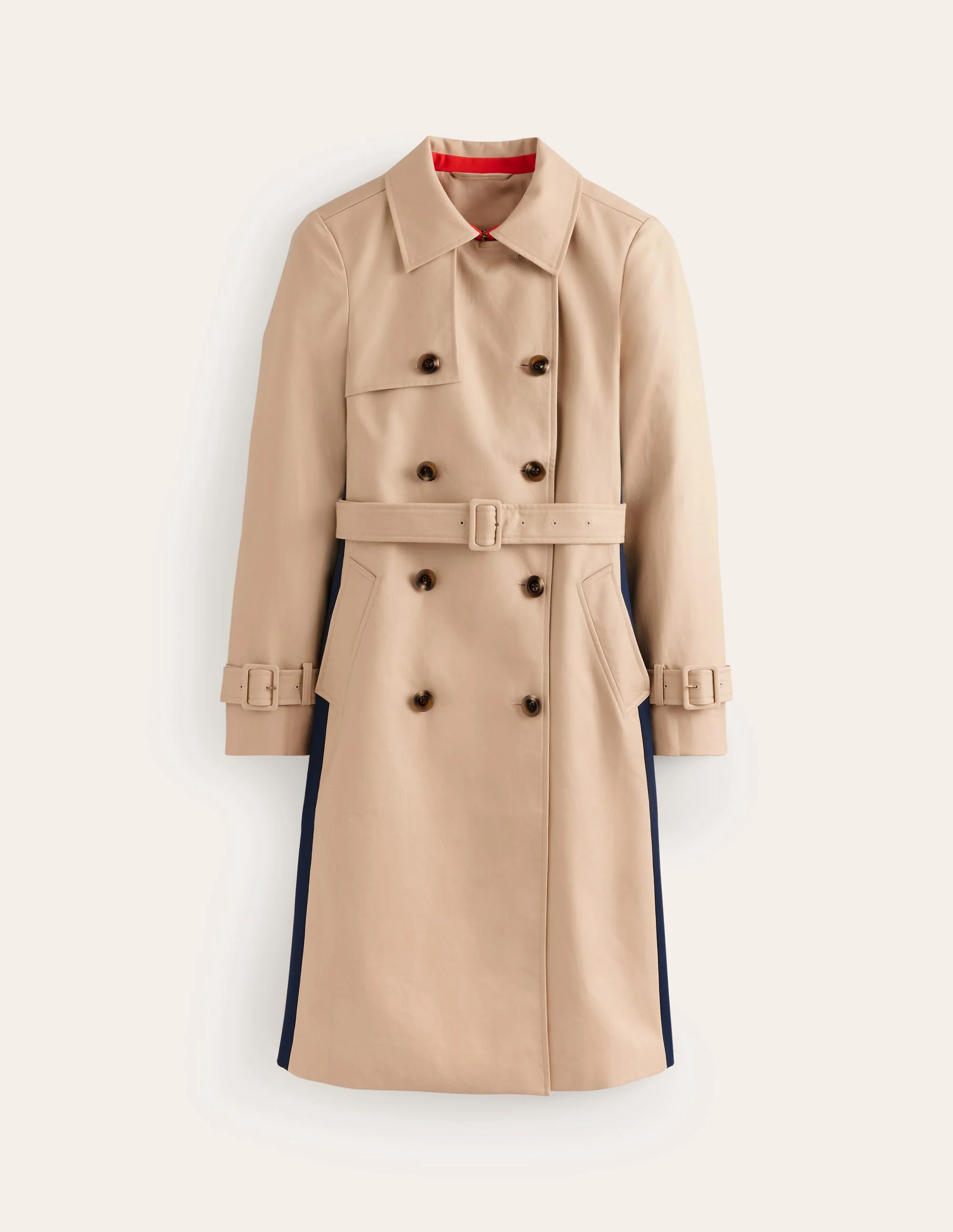 Colour Block Trench Coat-Neutral with Stripe - Image 8
