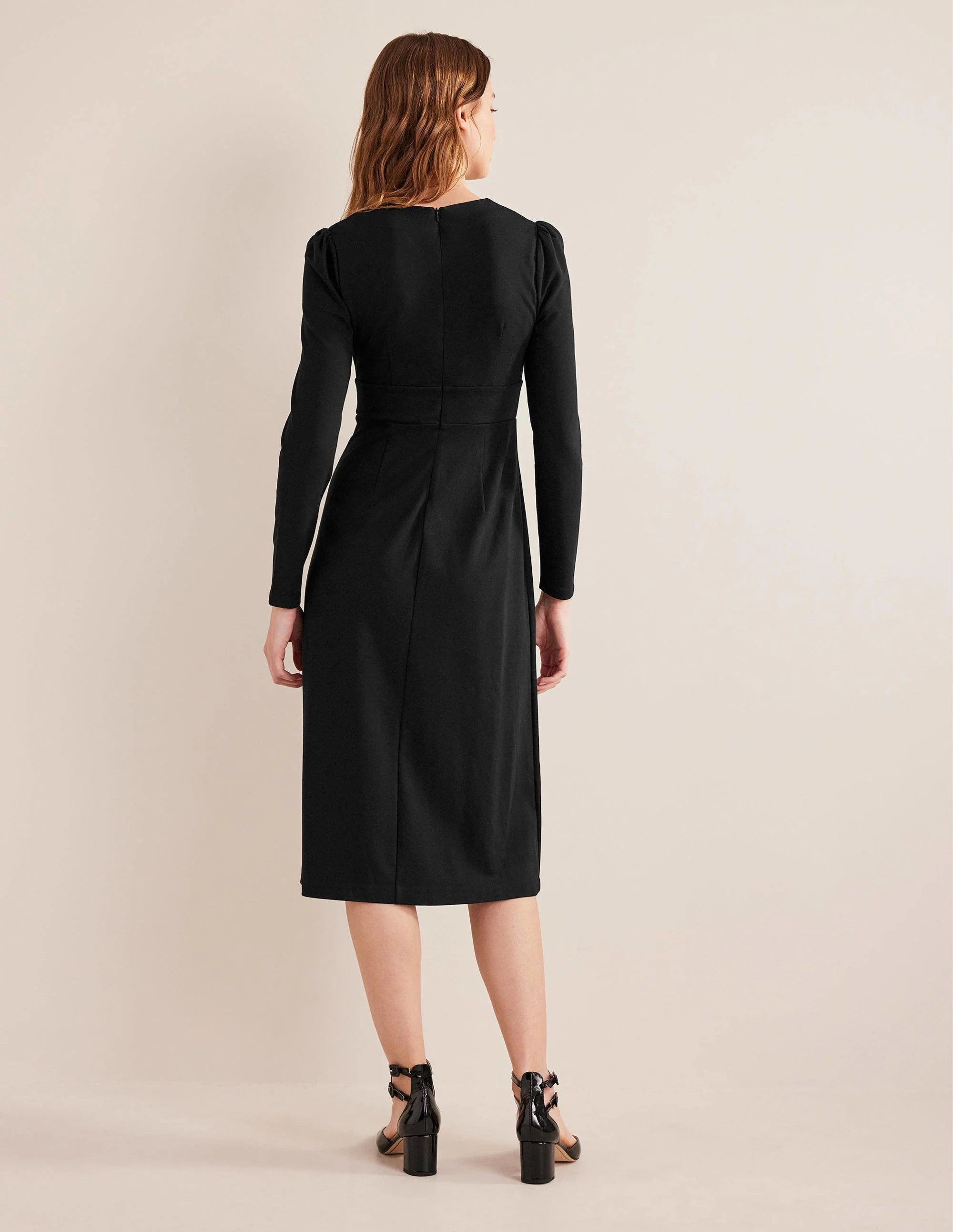 Column Jersey Midi Tea Dress-Black - Image 3