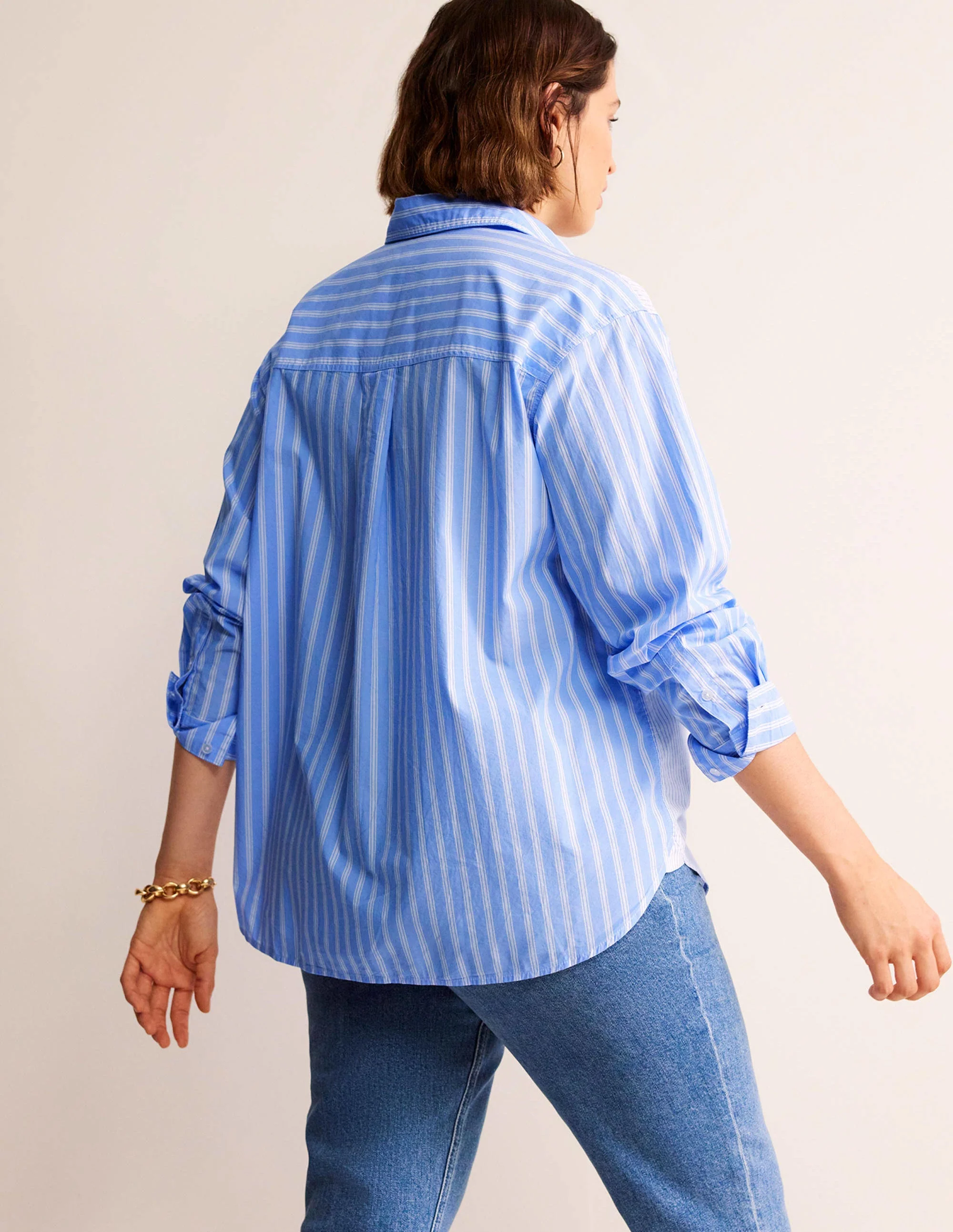 Connie Cotton Shirt-Ivory, Blue Hotch Stripe - Image 8