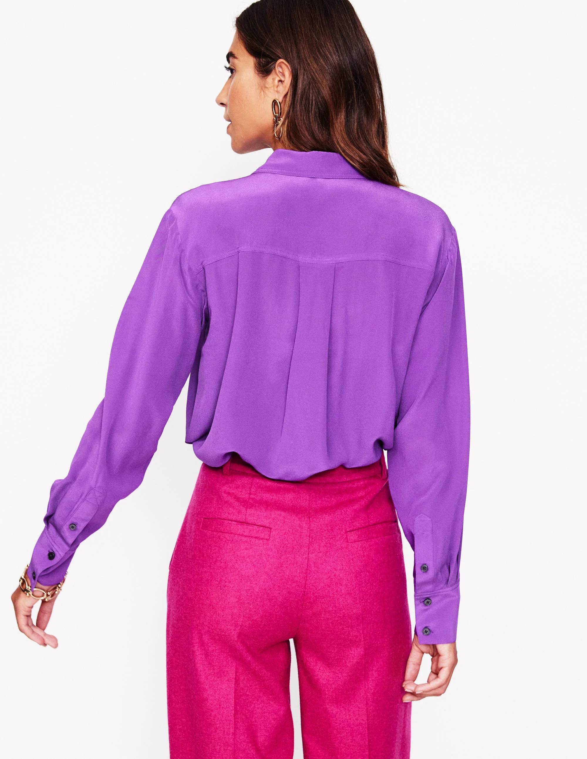 Connie Relaxed Silk Shirt-Royal Purple - Image 3