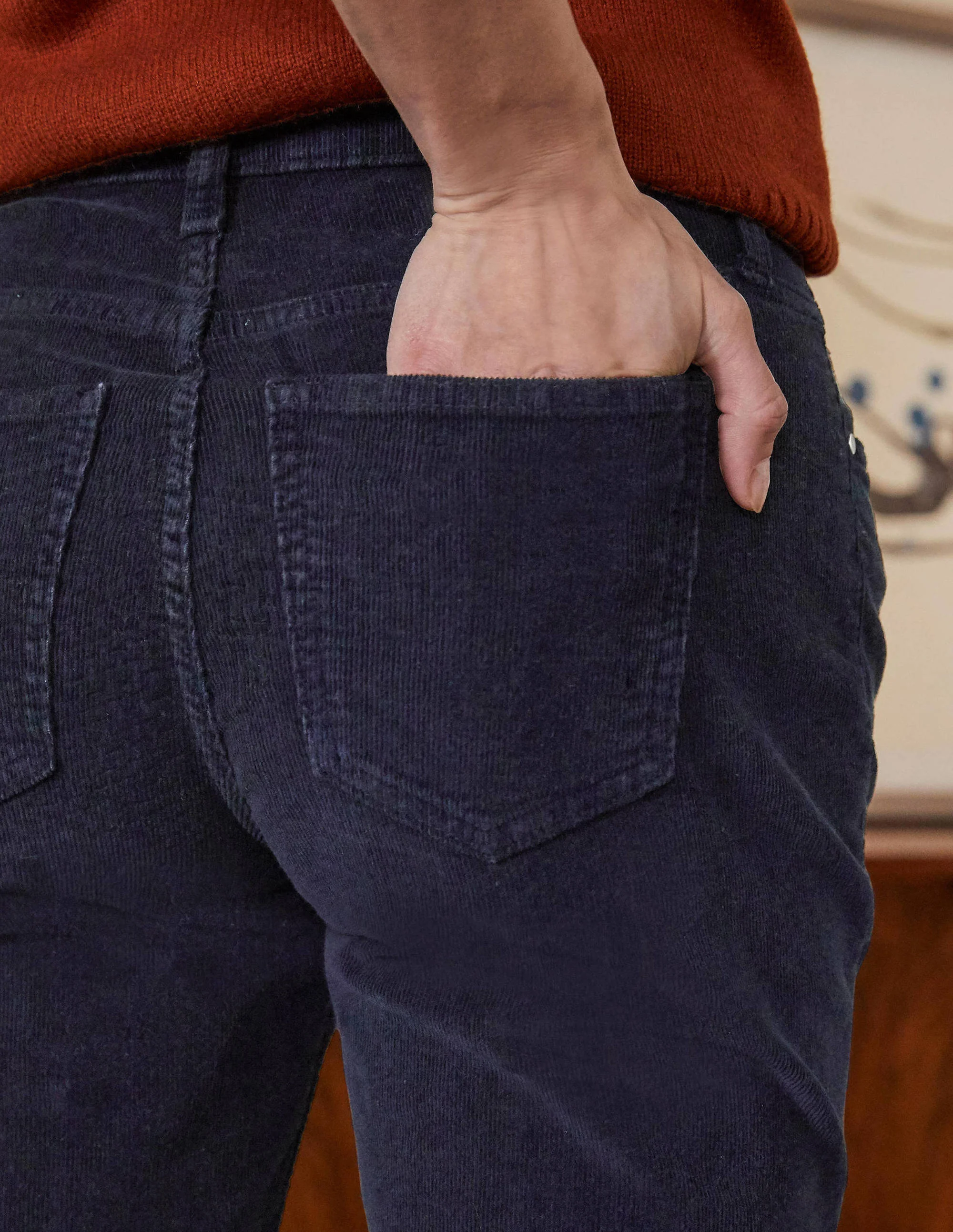 Cord Girlfriend Jeans-Navy - Image 4