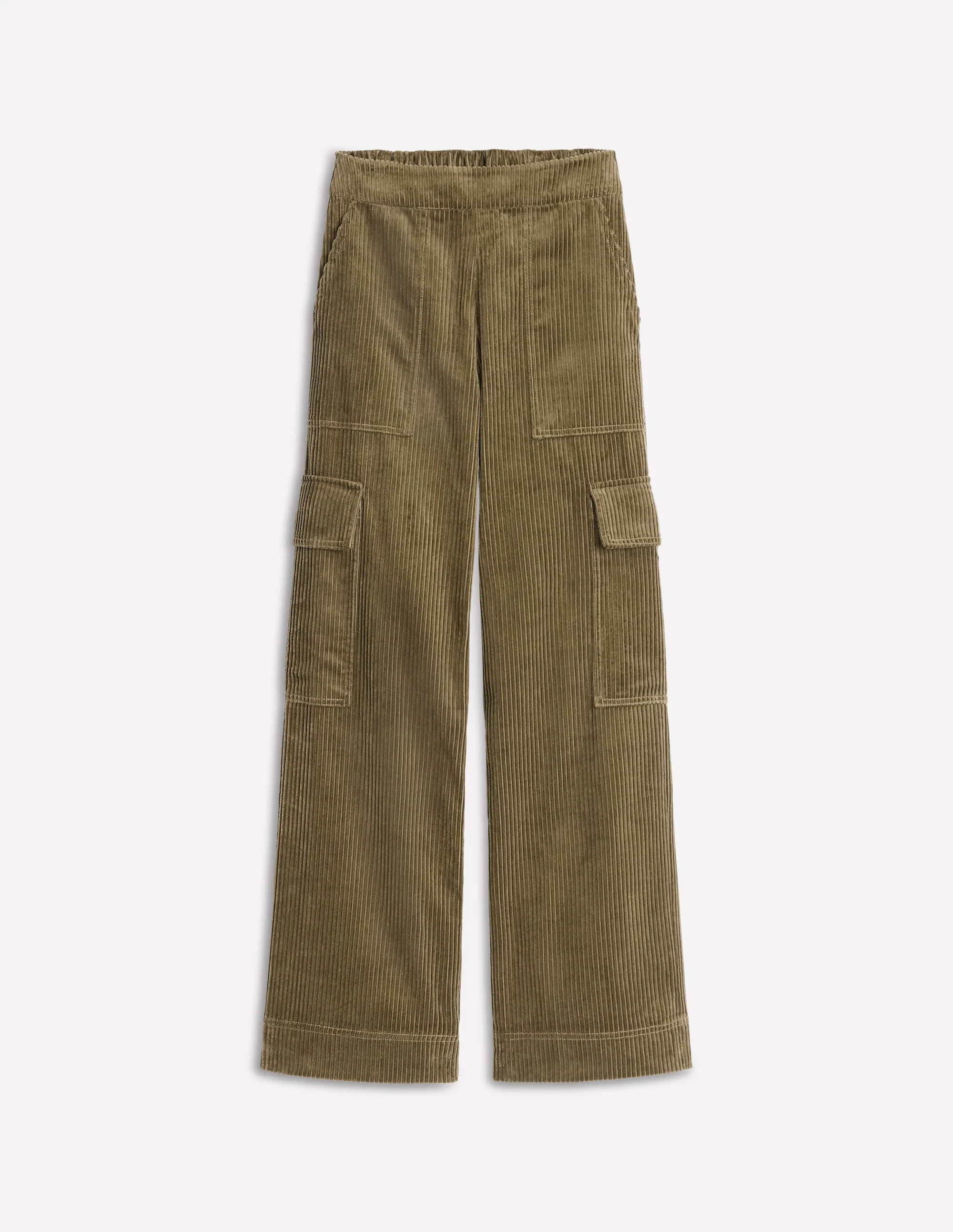 Cord Pull-on Trousers-Olive Khaki - Image 5
