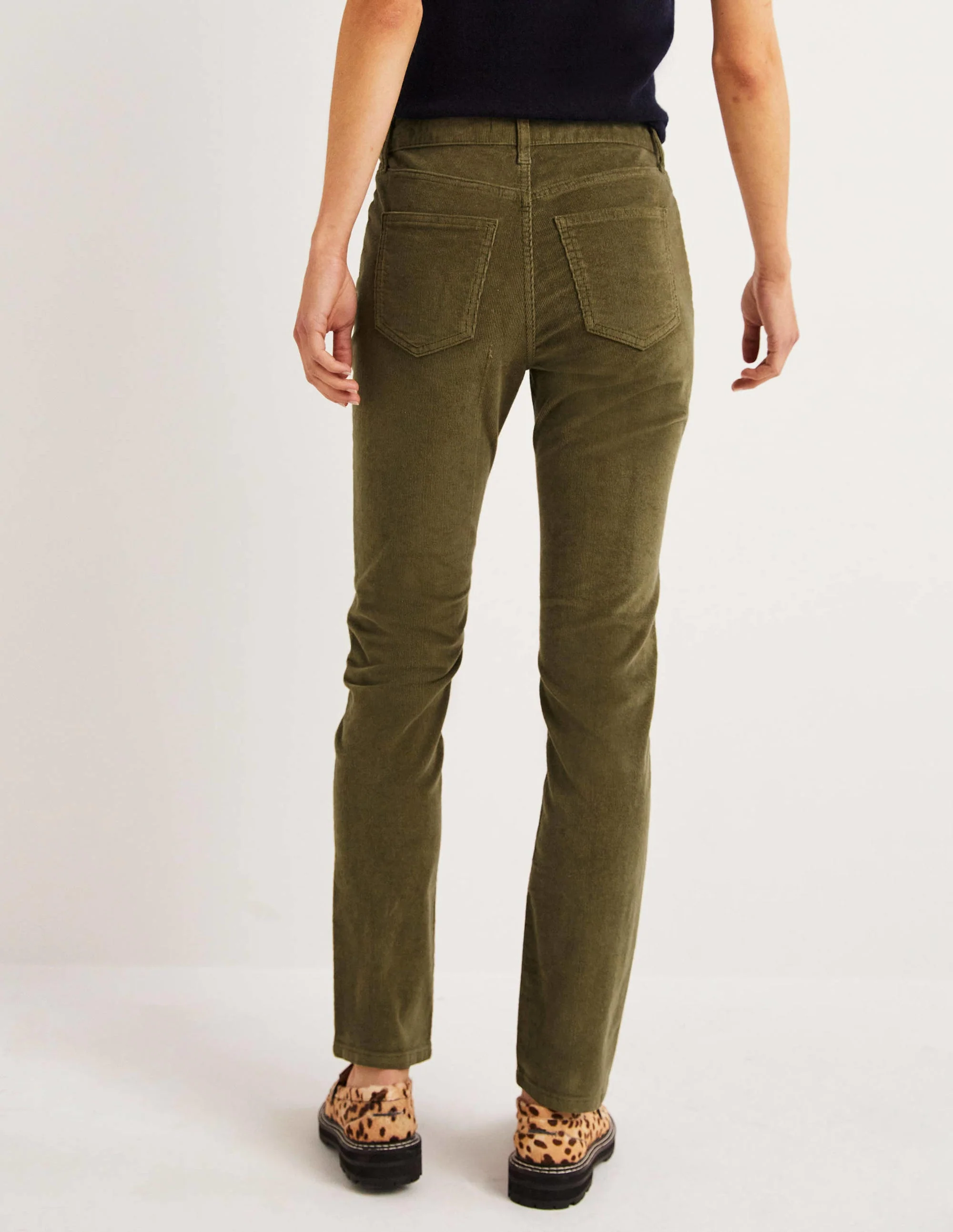 Corduroy Slim Straight Jeans-Kale - Image 3