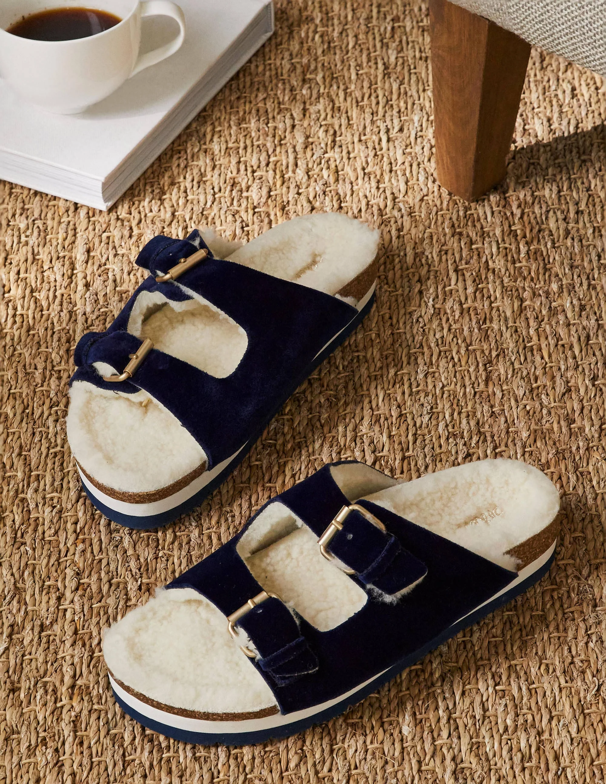 Cosy Slippers-Navy Velvet