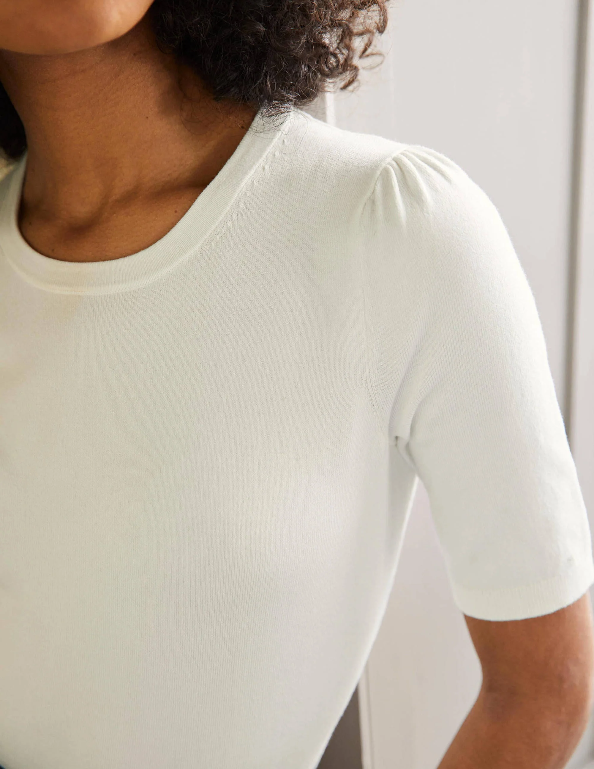 Cotton Crew Knitted Top-Ivory - Image 2