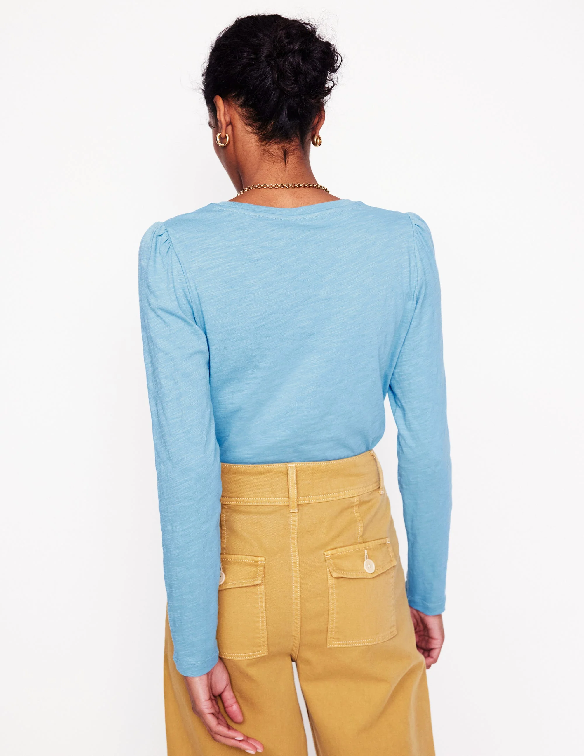 Cotton Crew Long Sleeve Top-Duck Egg Blue - Image 3
