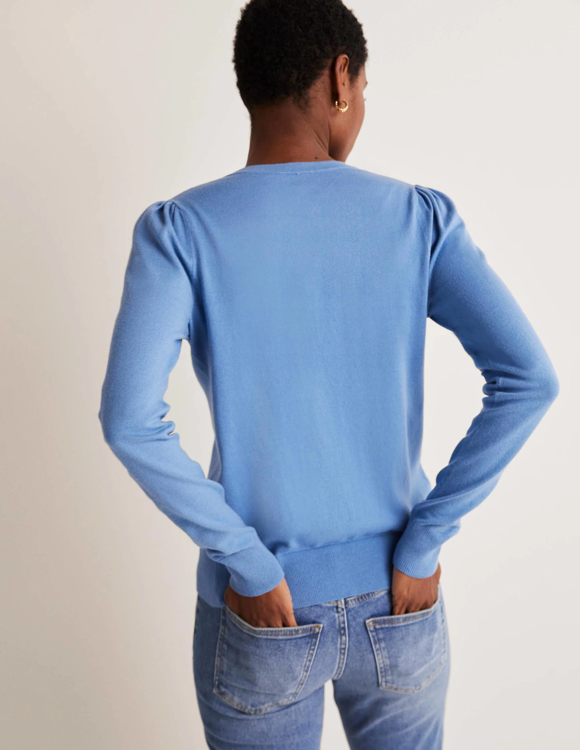 Cotton Crew Neck Cardigan-Riviera Blue - Image 7