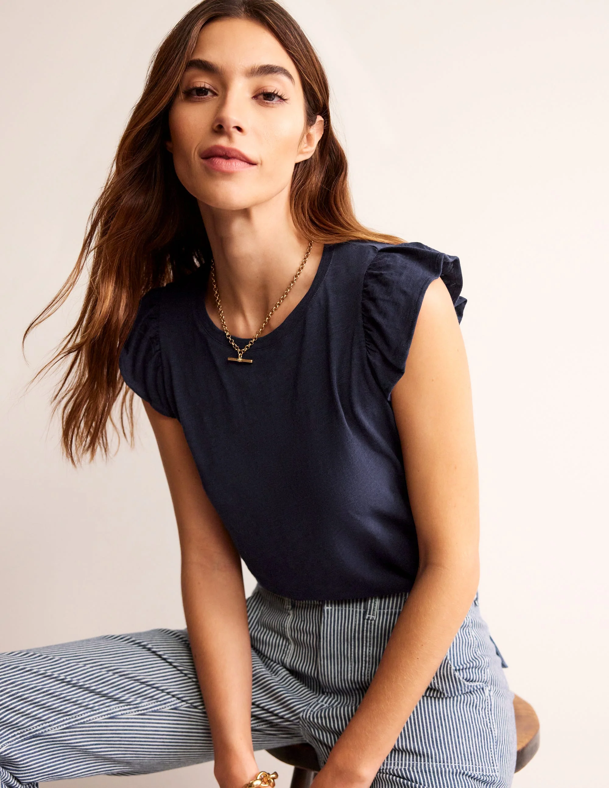 Cotton Flutter Top-Navy - Image 2