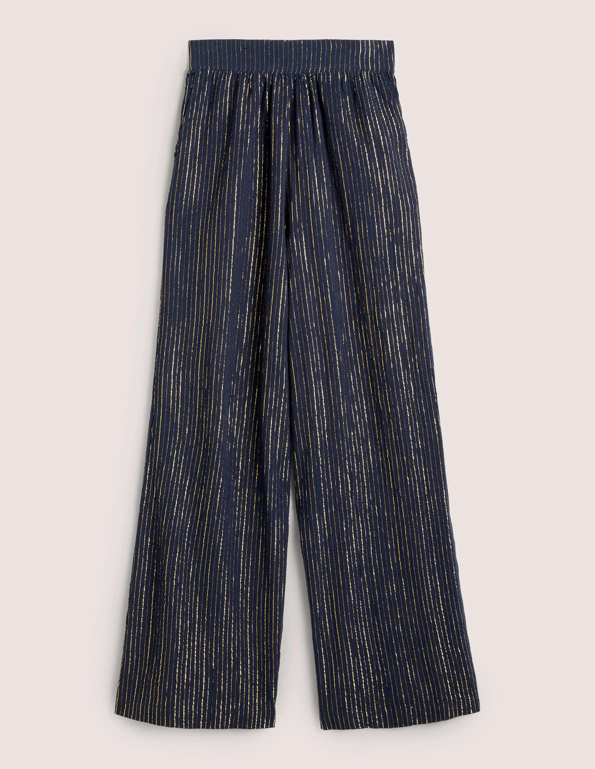 Cotton Metallic Trousers-Navy Crinkle Lurex - Image 5