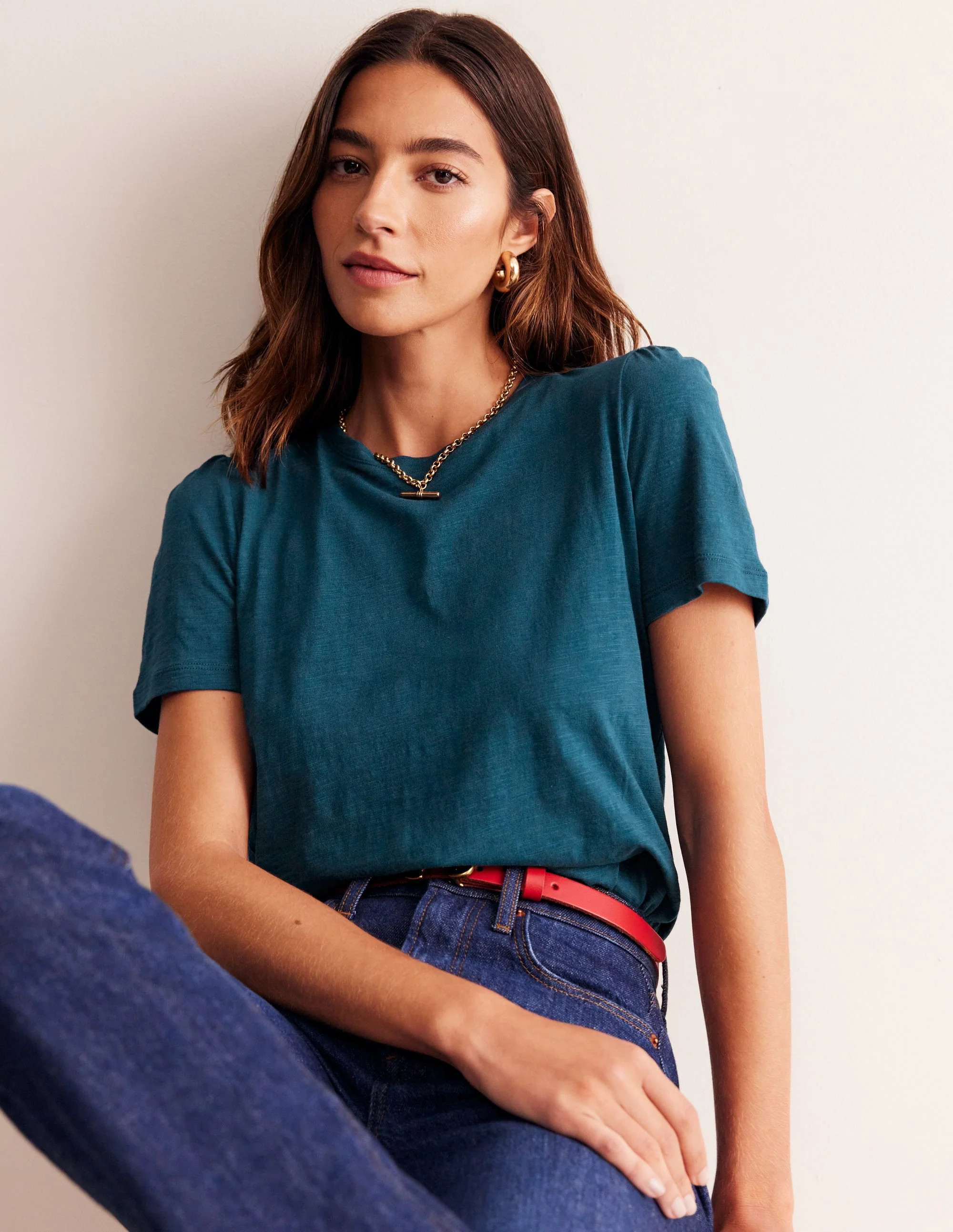 Cotton Puff Sleeve T-Shirt-Harbour Blue