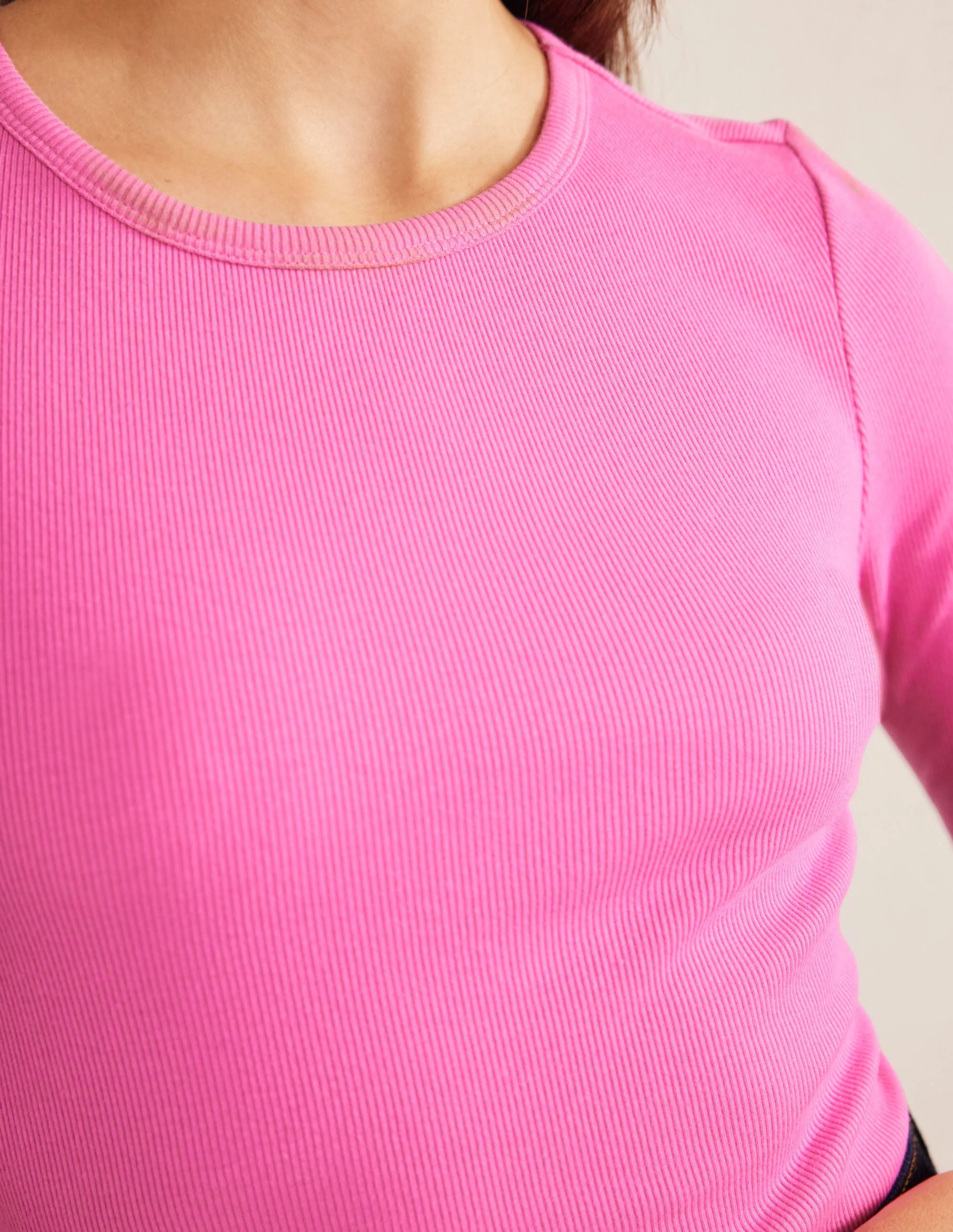 Cotton Ribbed Long Sleeve Top-Plum Blossom - Image 2
