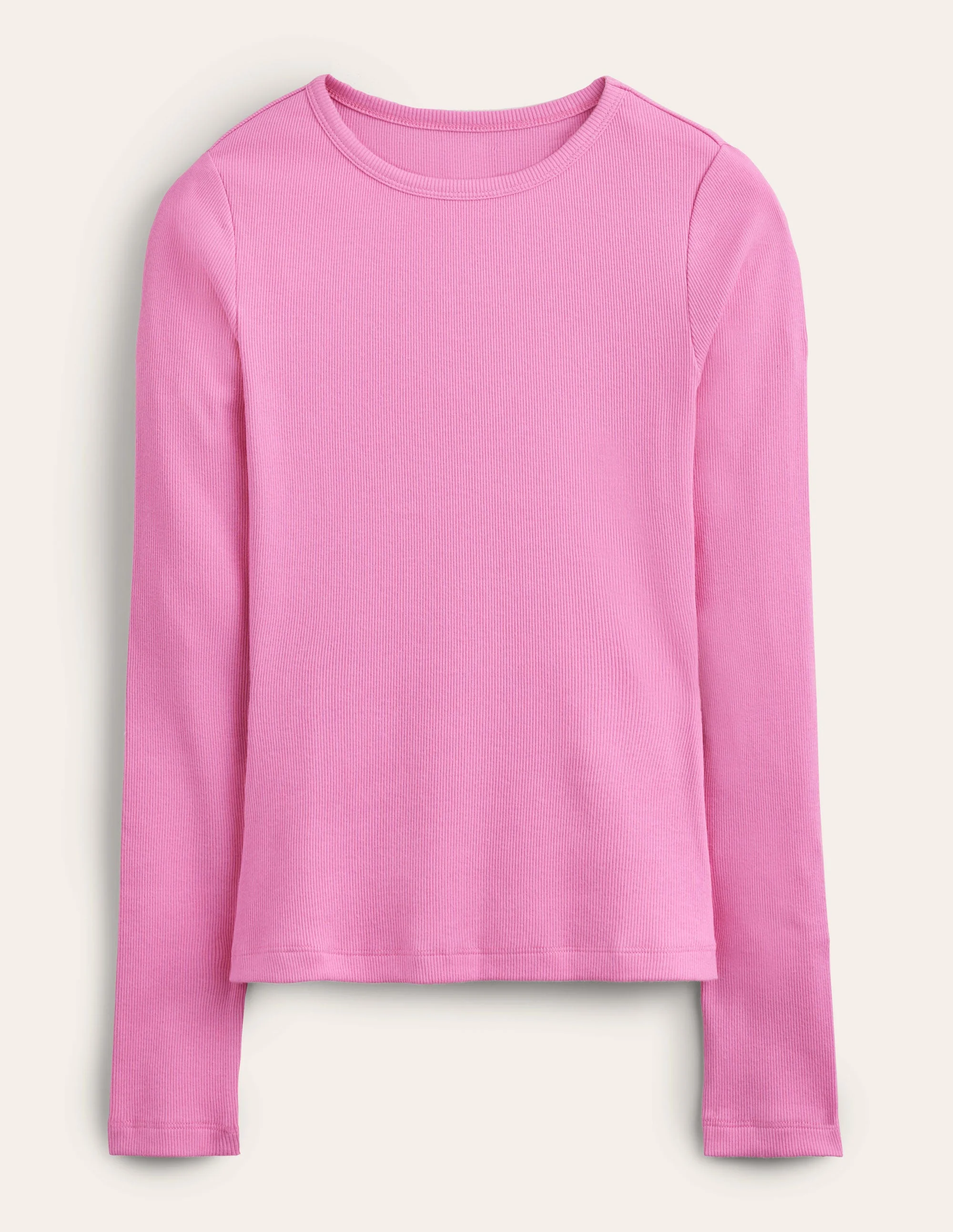 Cotton Ribbed Long Sleeve Top-Plum Blossom - Image 5