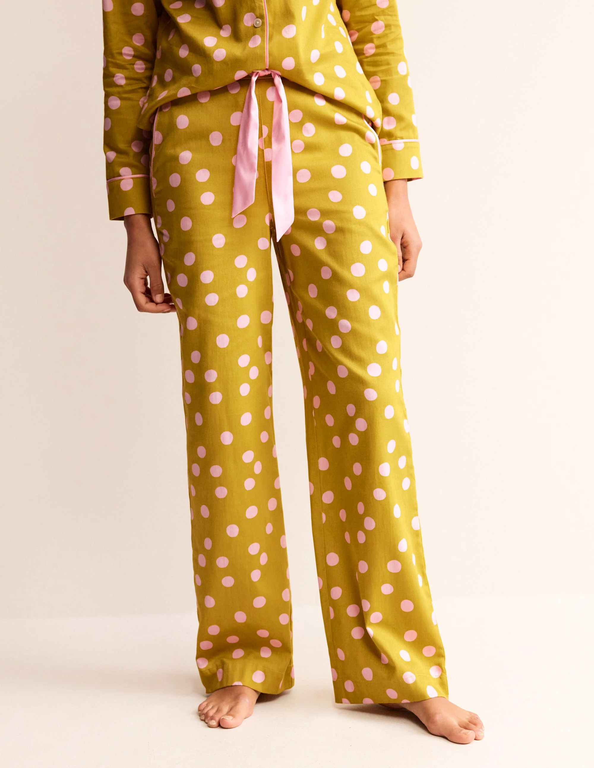 Cotton Sateen Pyjama Trousers-Antique Moss - Image 4