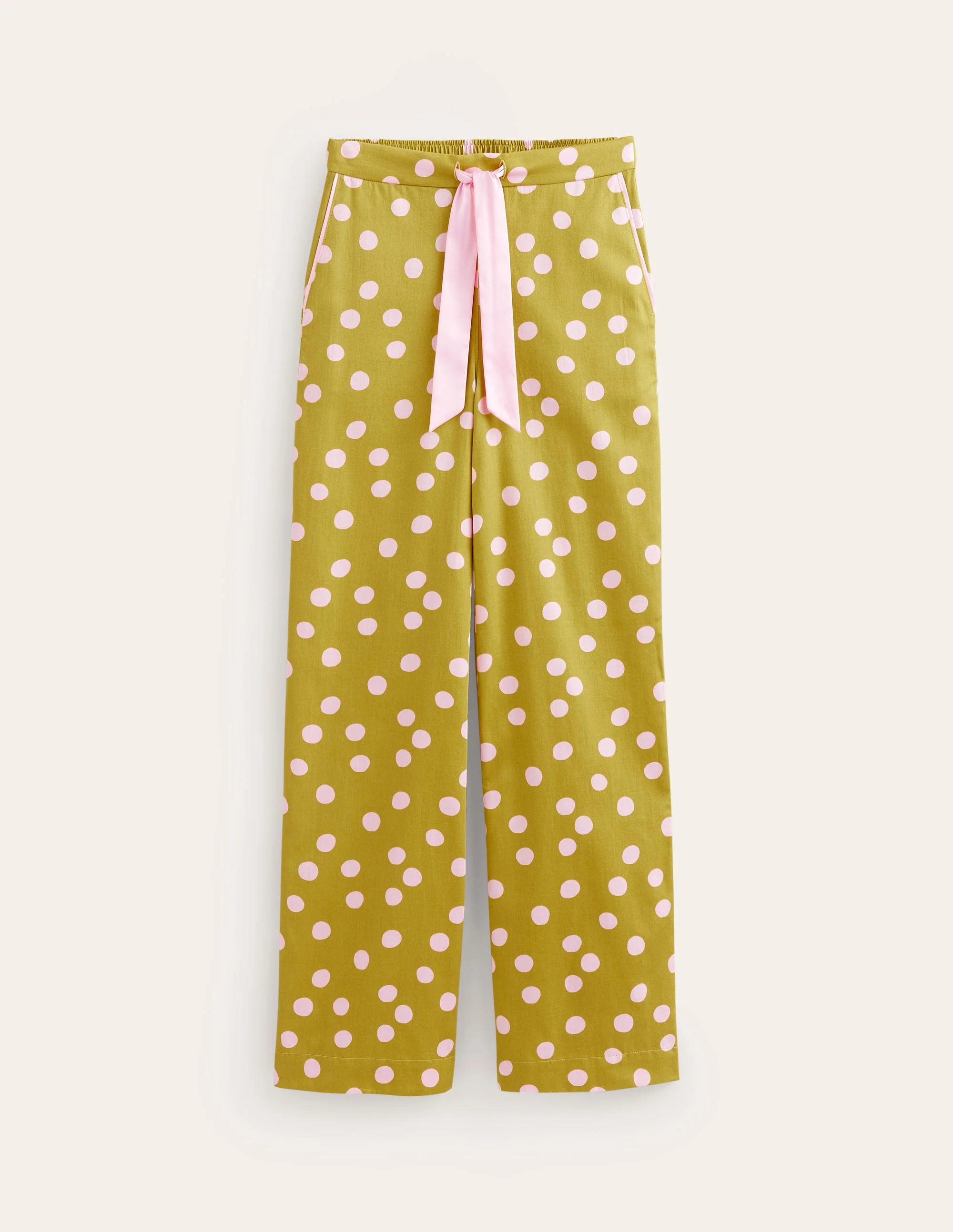 Cotton Sateen Pyjama Trousers-Antique Moss - Image 5