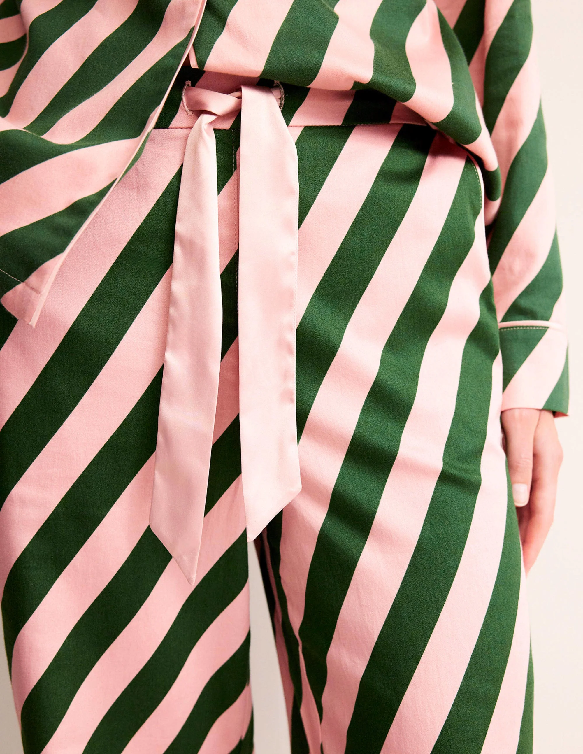 Cotton Sateen Pyjama Trousers-Pink Cherry Cascade - Image 2