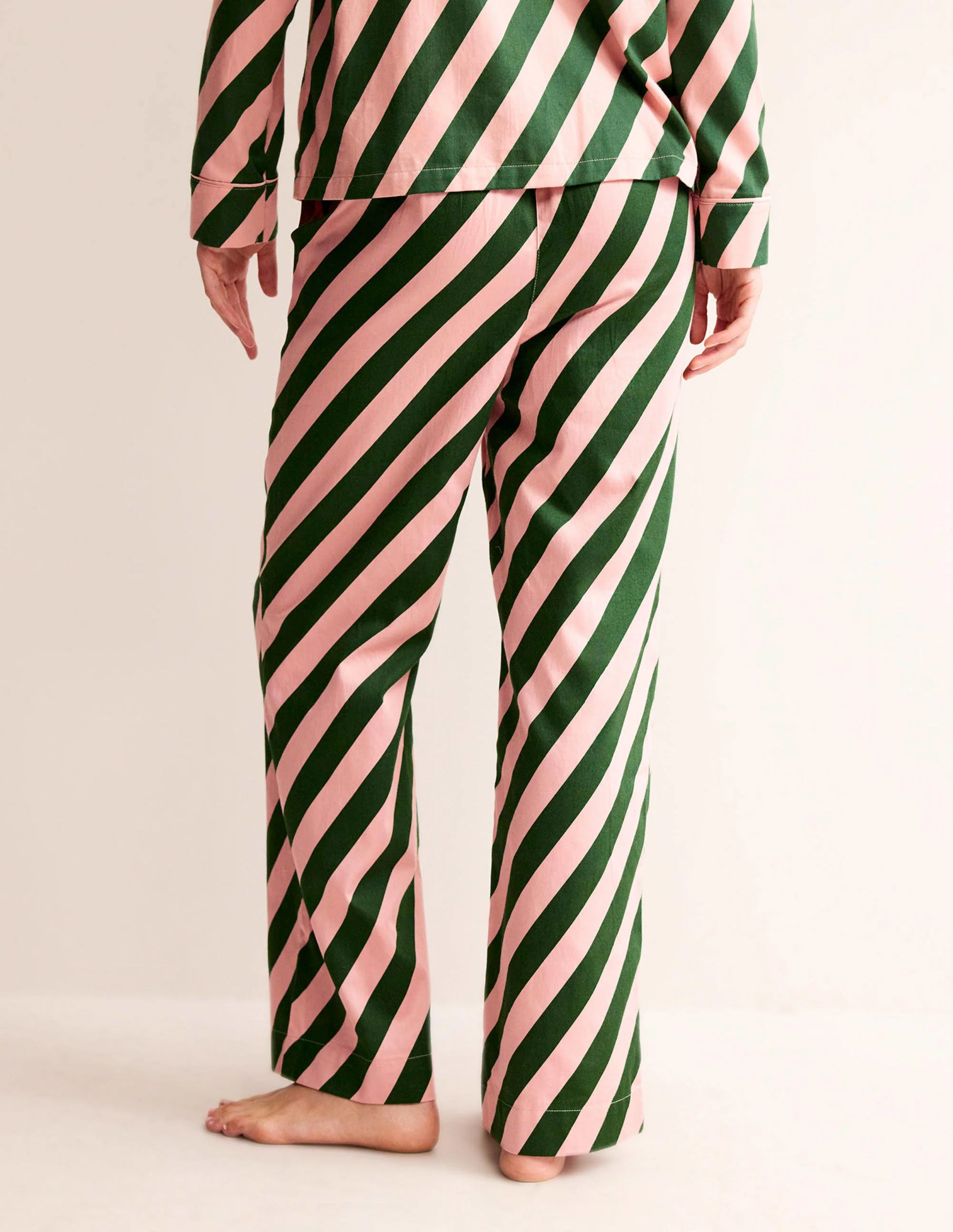 Cotton Sateen Pyjama Trousers-Pink Cherry Cascade - Image 3