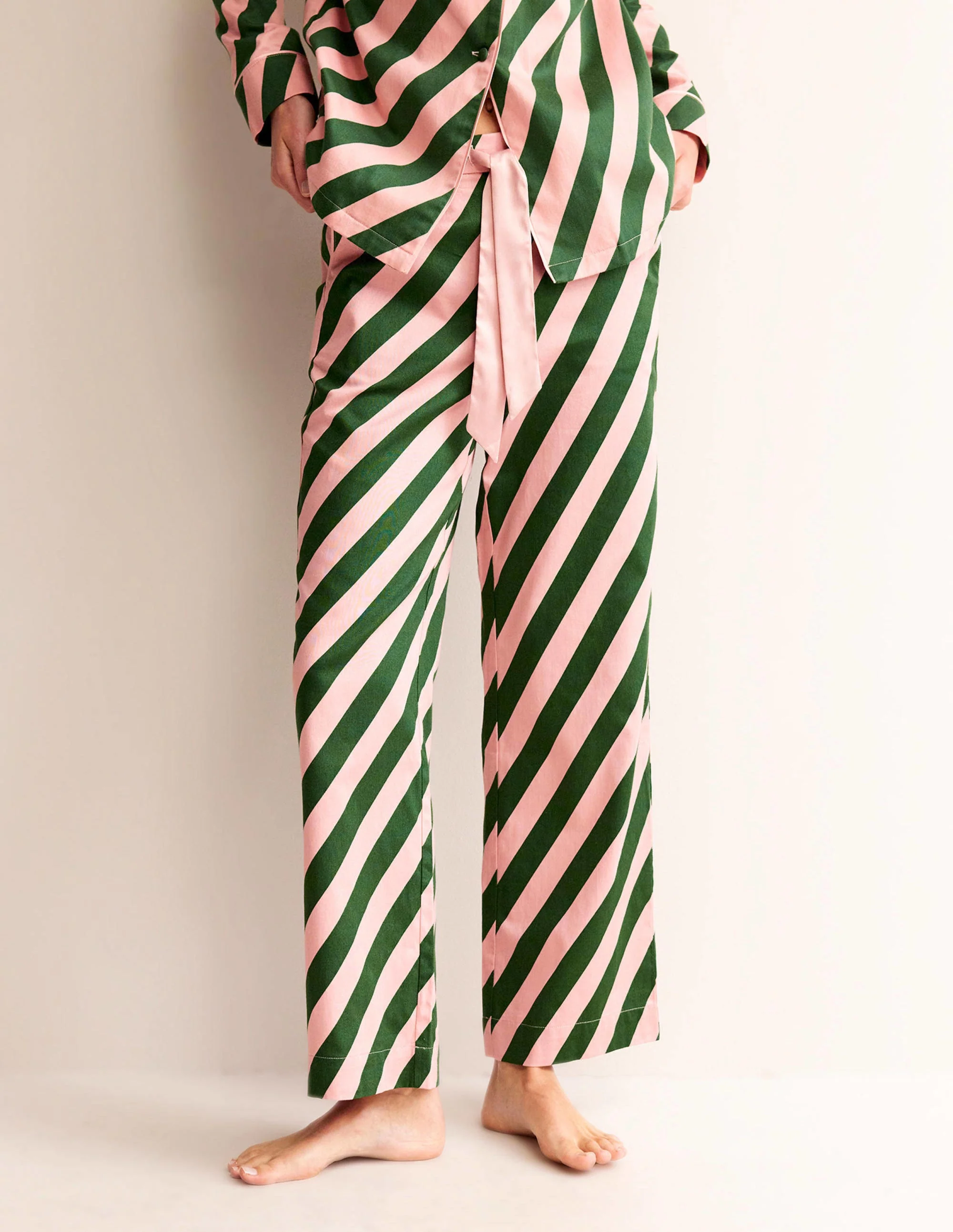 Cotton Sateen Pyjama Trousers-Pink Cherry Cascade - Image 4
