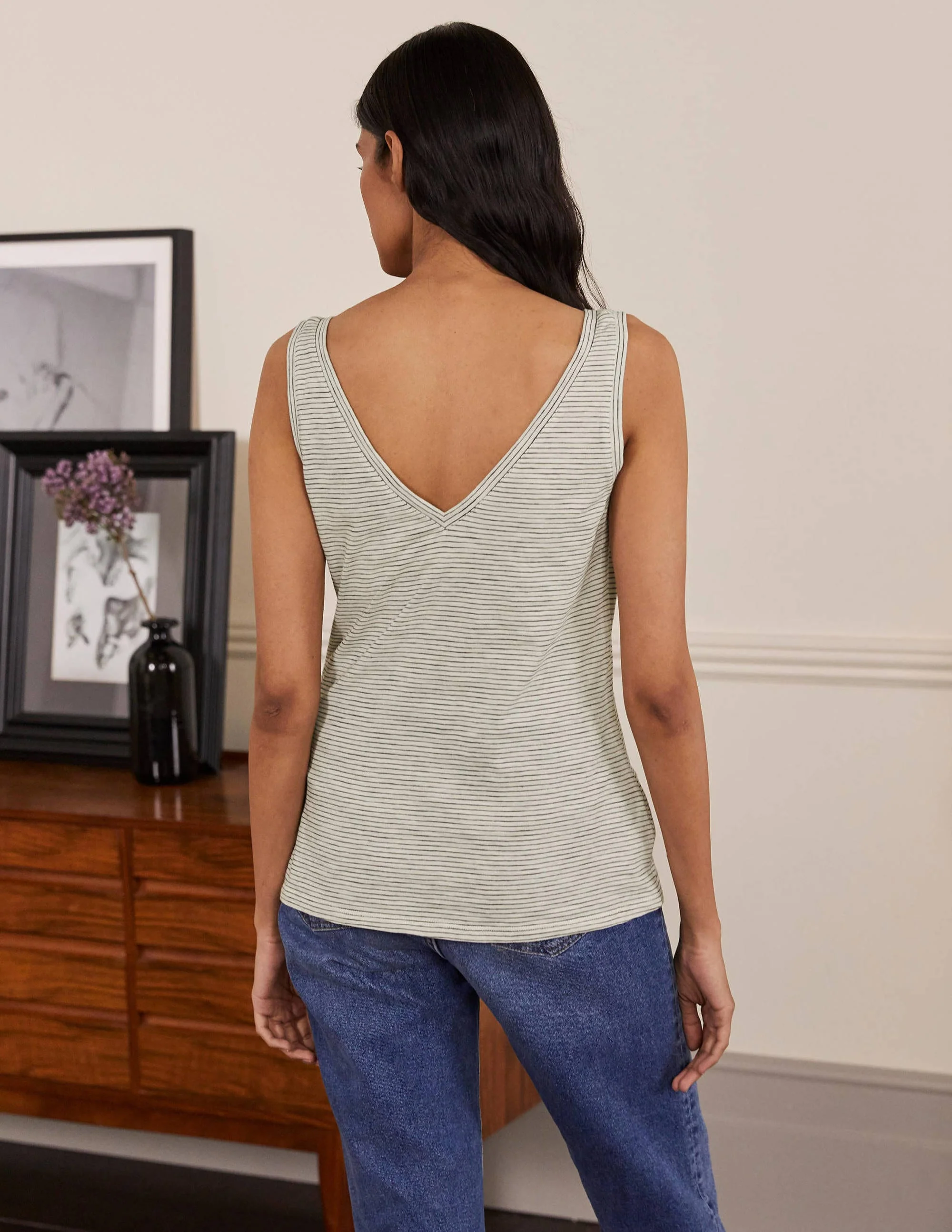 Cotton Vest-Ivory / Navy Stripe - Image 3