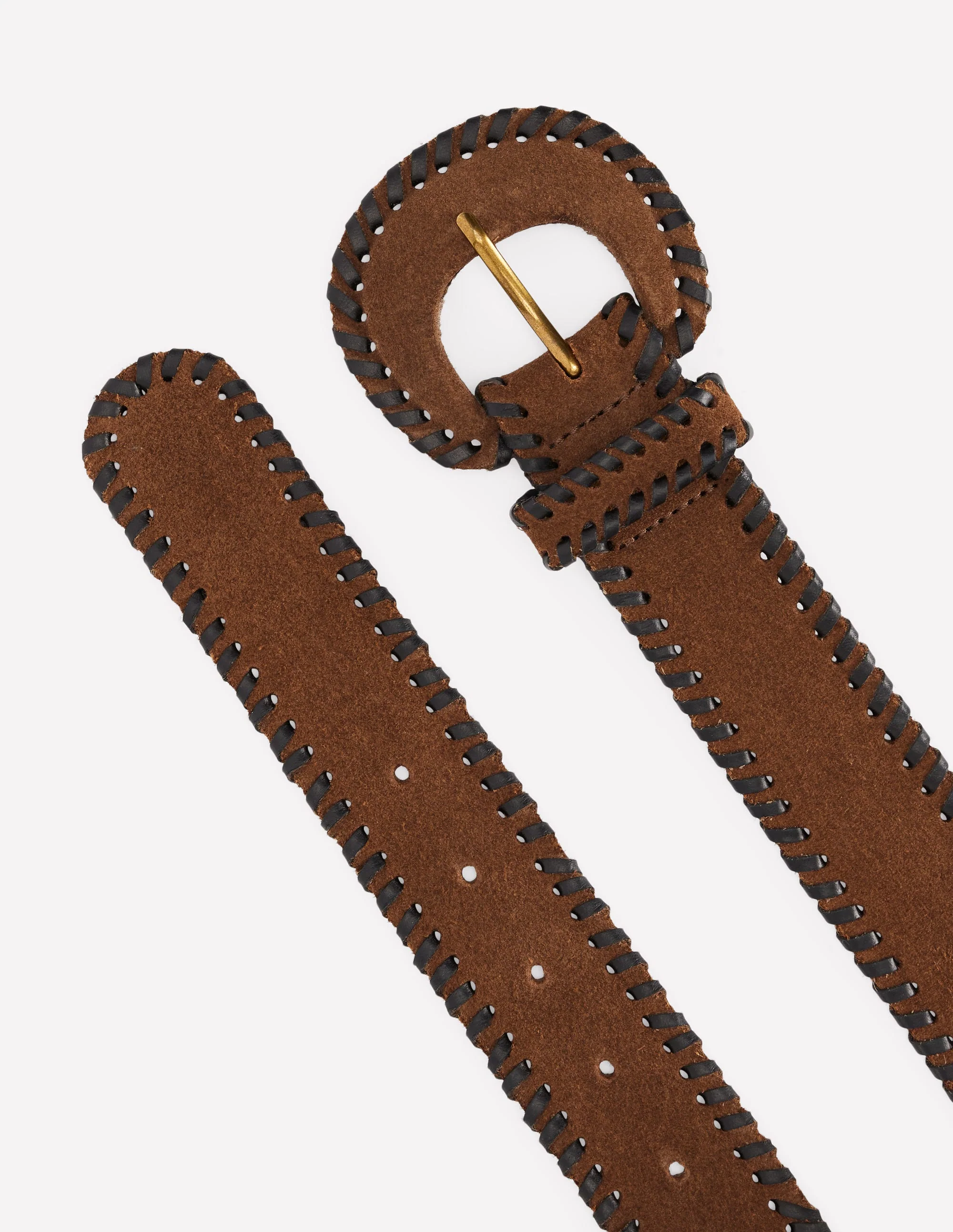 Covered Whipstitch Belt-Raw Umber/Black - Image 3