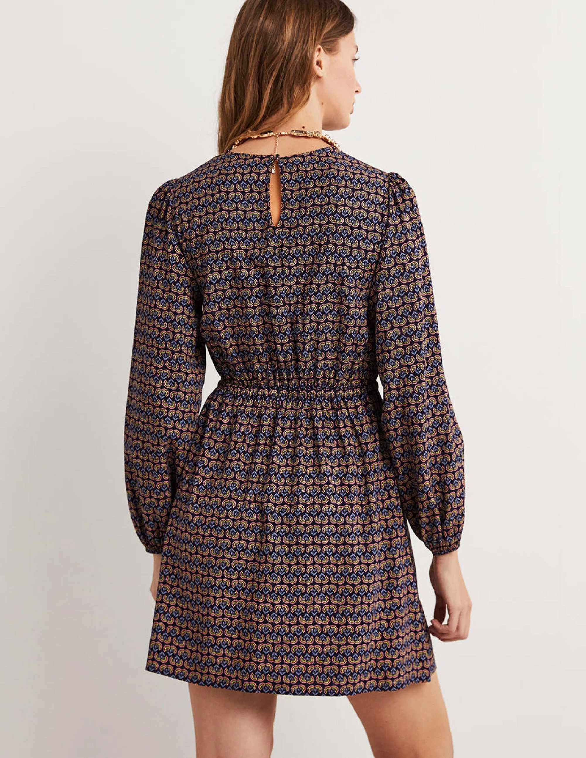 Crew Neck Dress-Navy, Dandelion Pop - Image 3