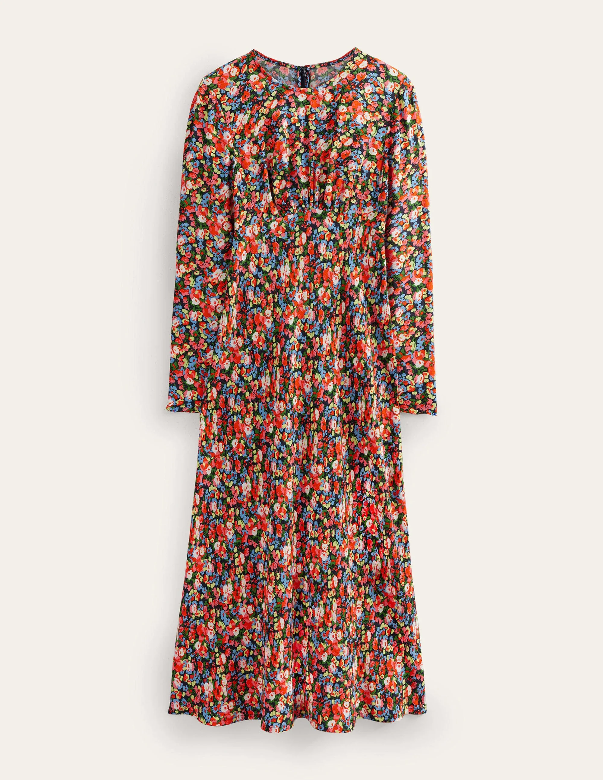 Crew Neck Midi Tea Dress-Multi, Peony Pop - Image 5