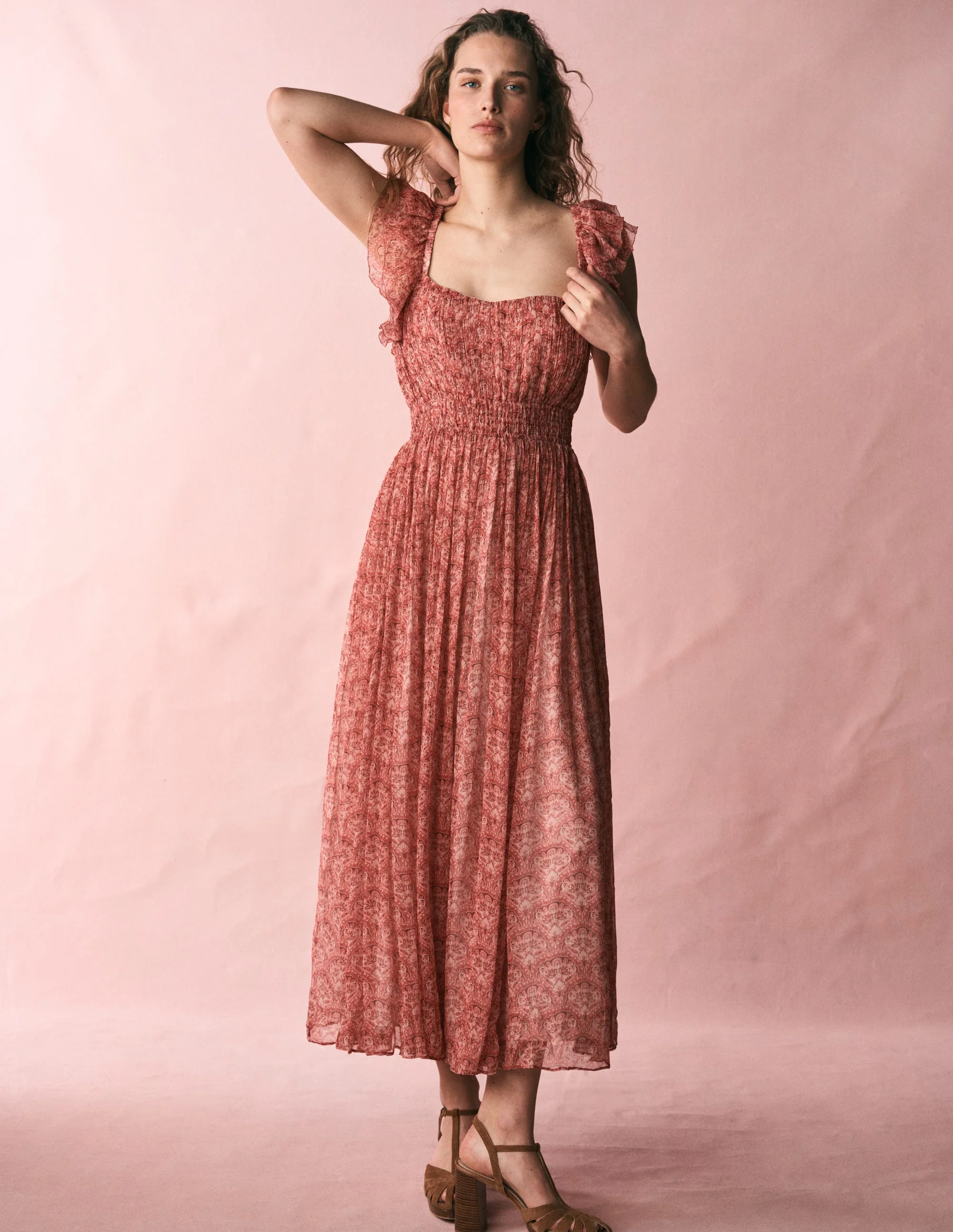 Crinkle Chiffon Maxi Dress-Pink Paradise Gardens - Image 6