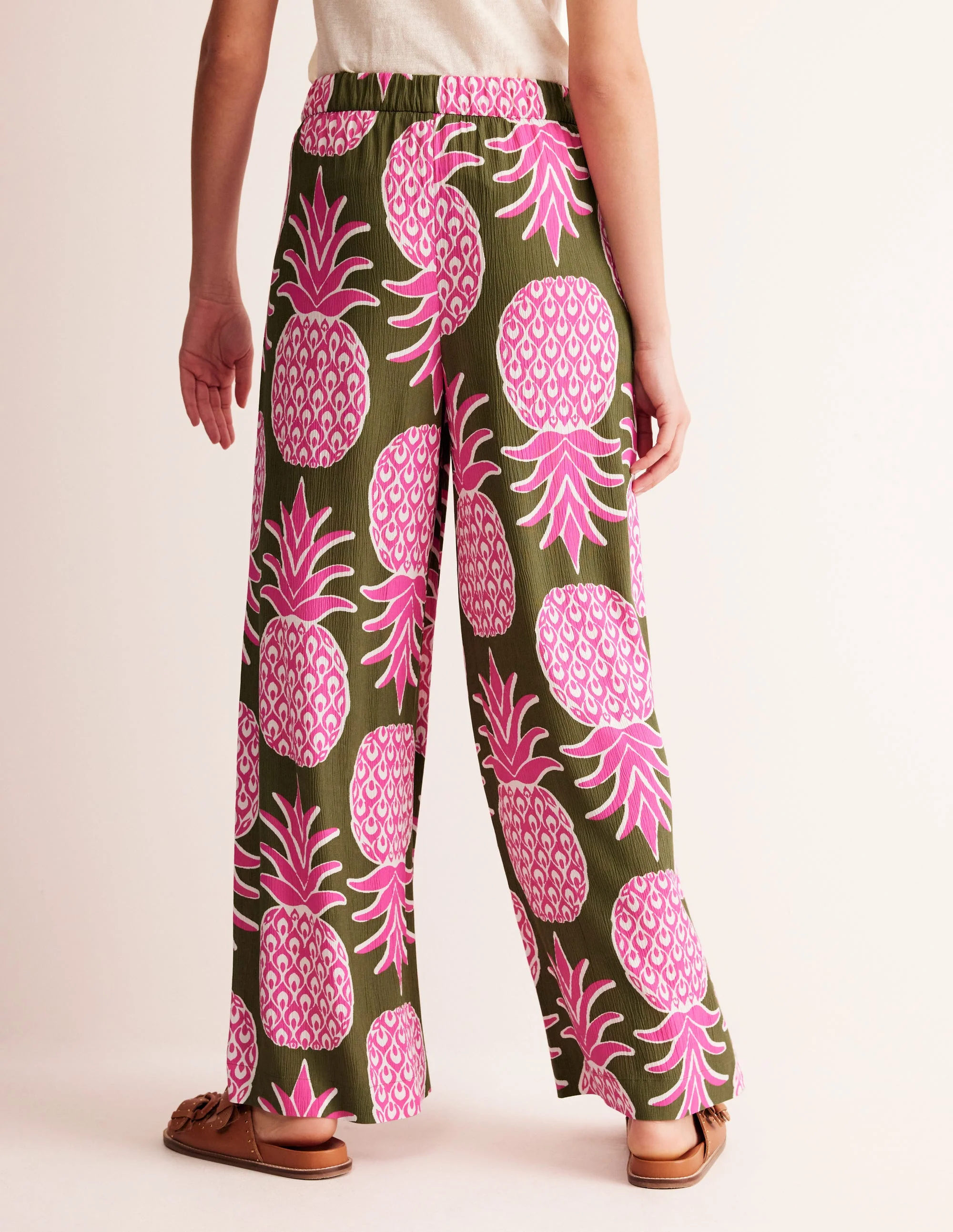 Crinkle Wide Trousers-Avocado, Pineapple Pop - Image 3