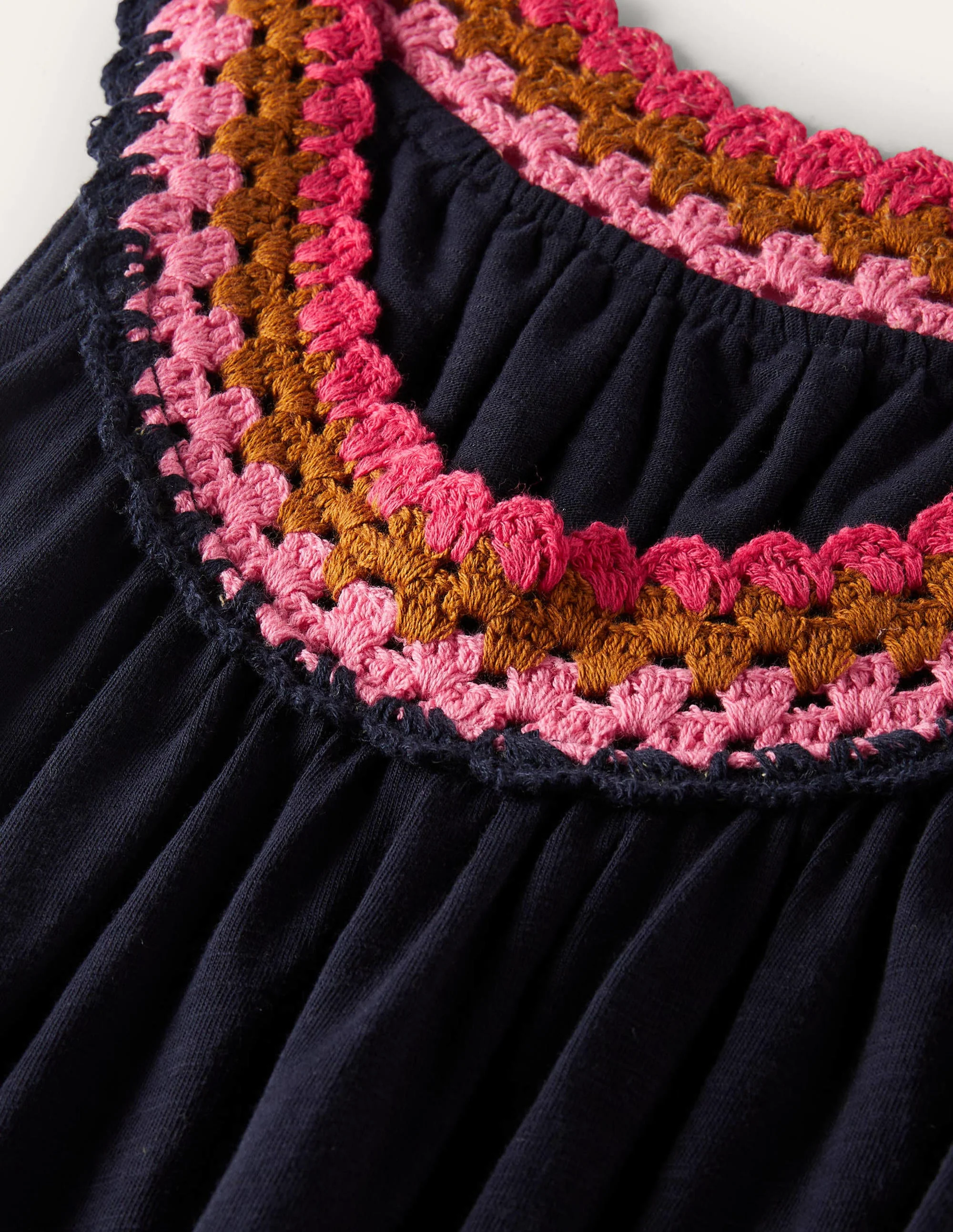 Crochet Detail Jersey Dress-Navy - Image 7