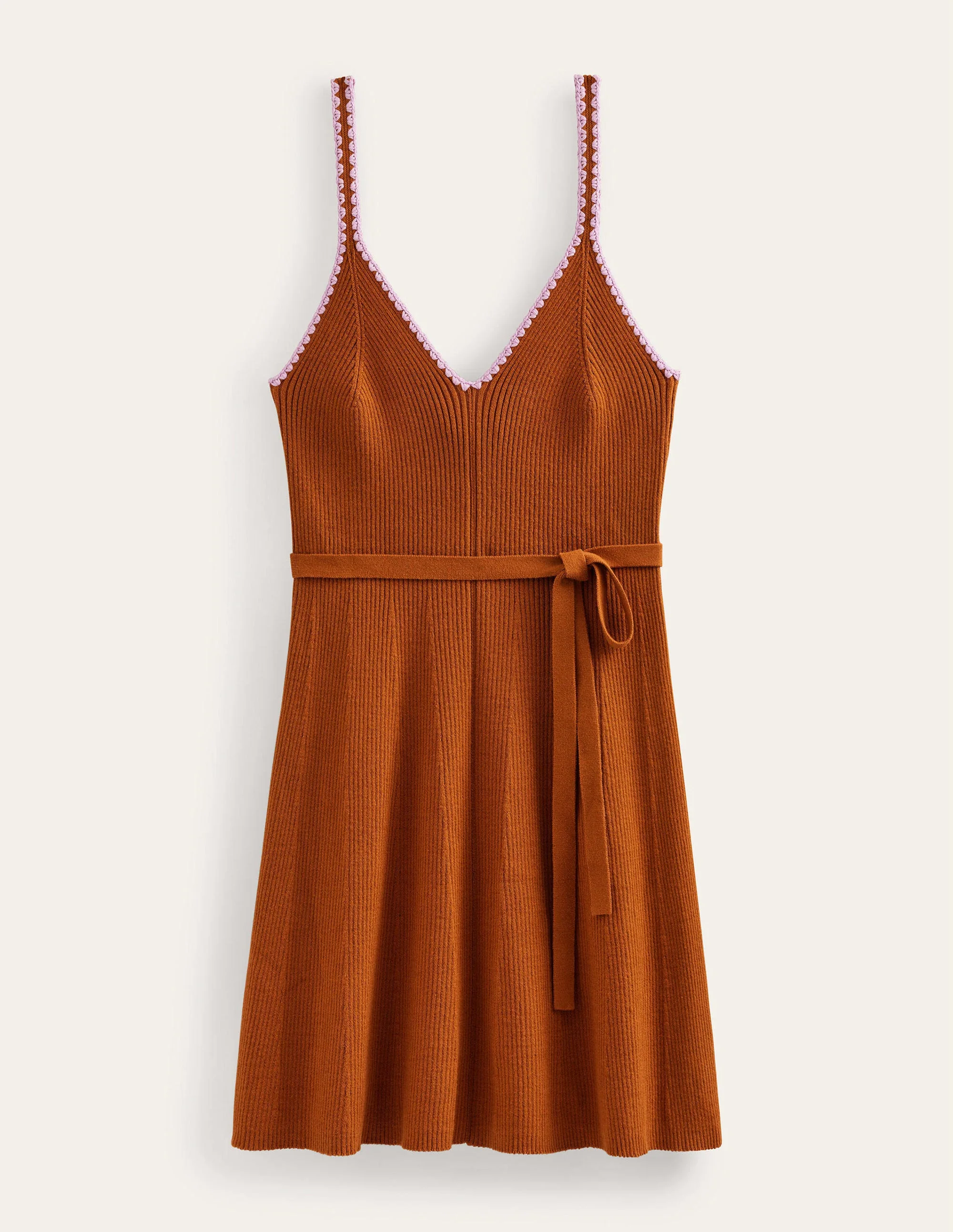 Crochet-Trim Knitted Dress-Pumpkin - Image 6