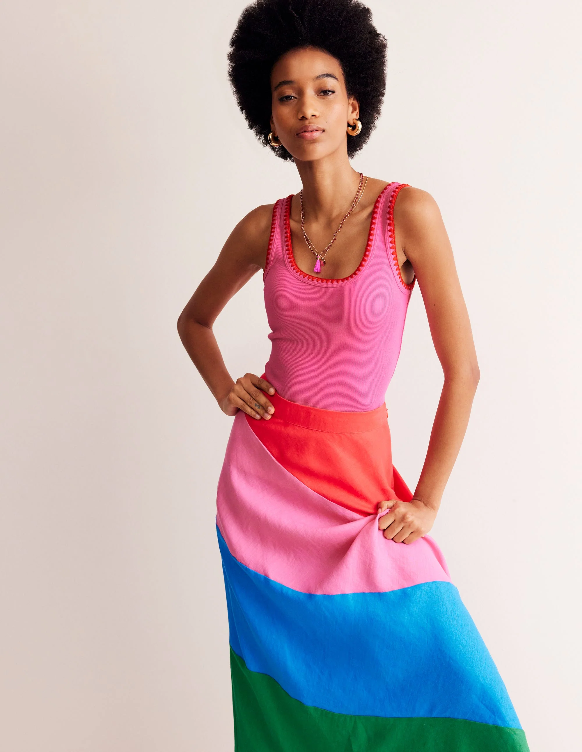 Crochet Trim Scoop Neck Vest-Pink - Image 2