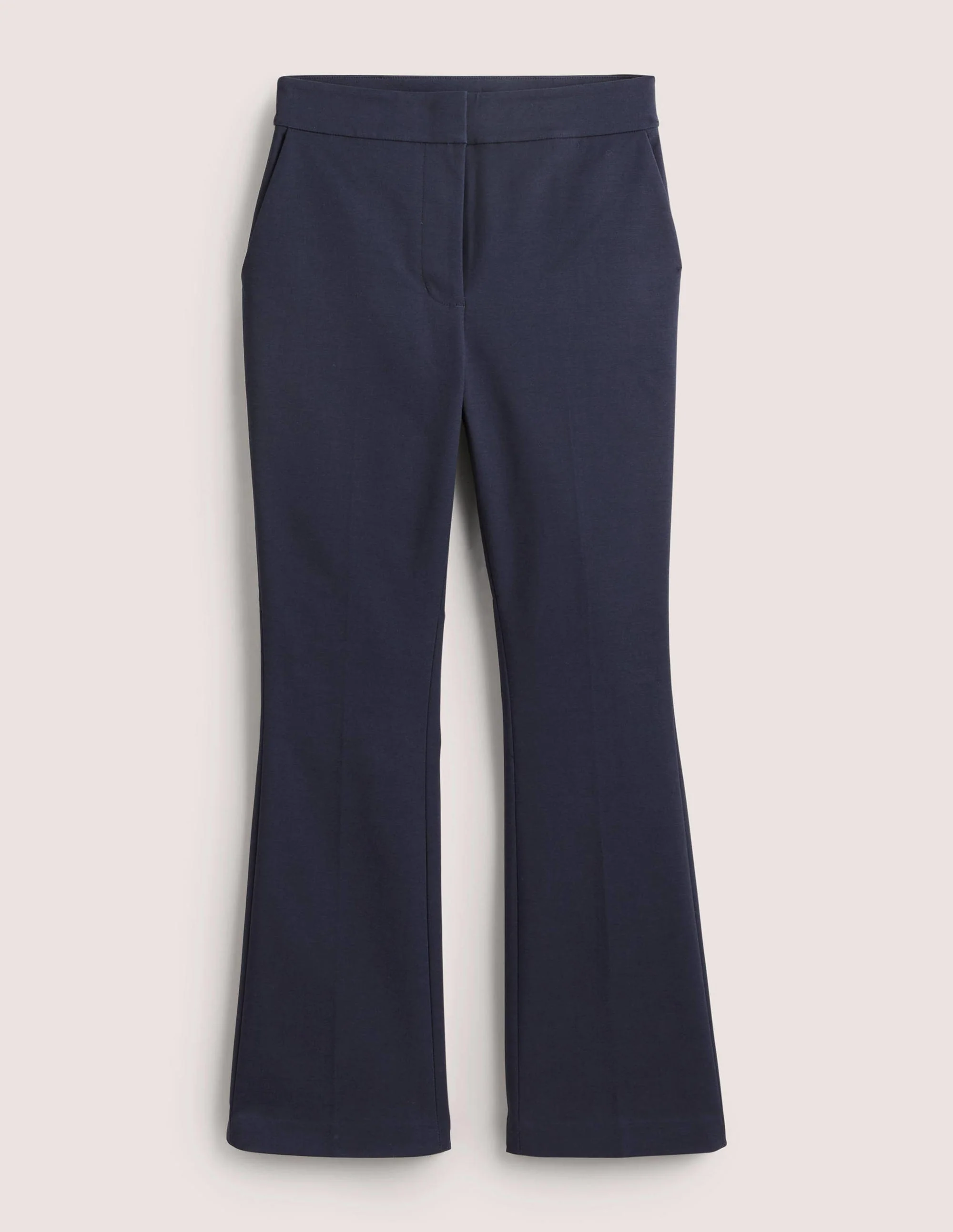 Cropped Flare Trousers-Navy - Image 5