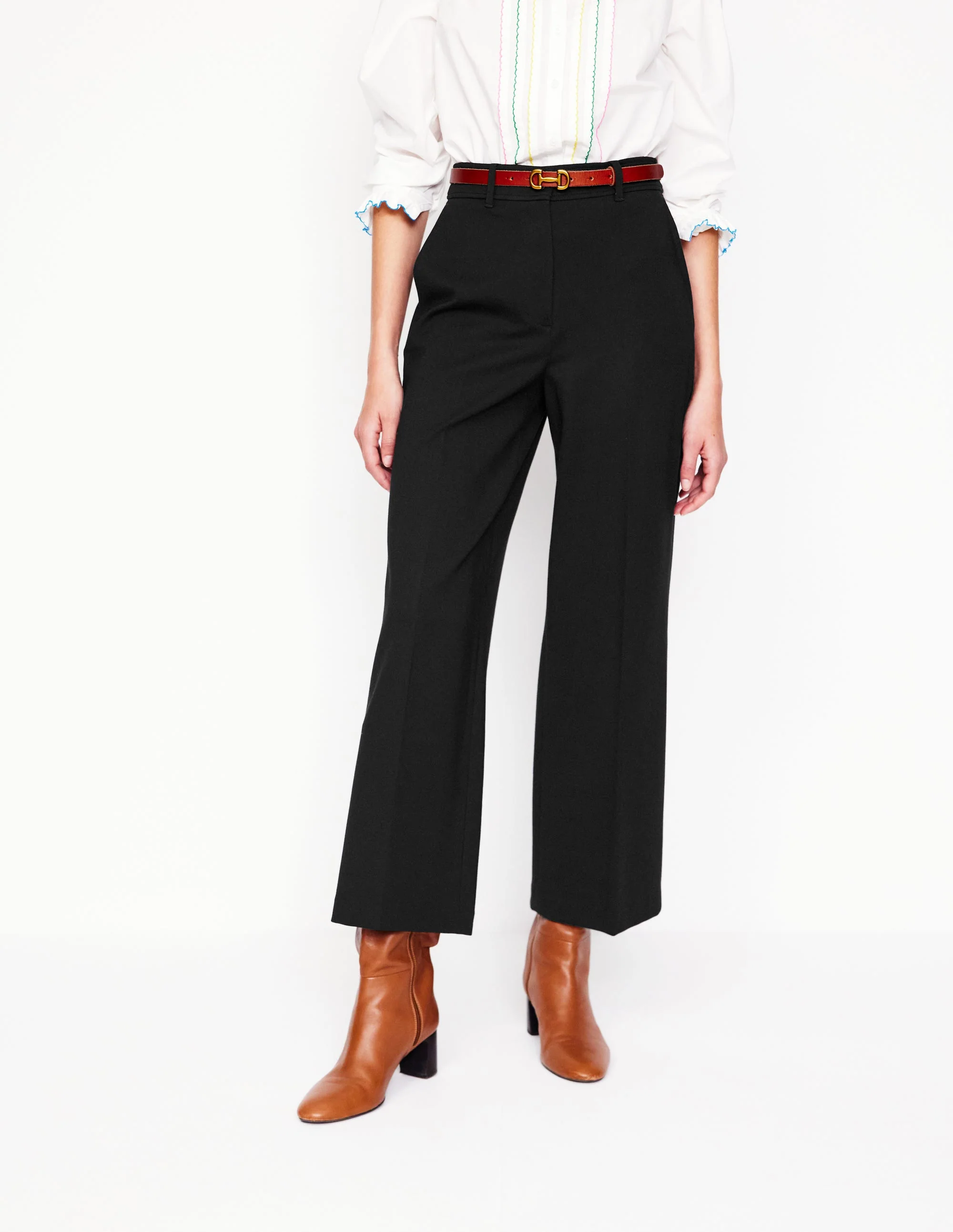 Cropped Ponte Trousers-Black - Image 5