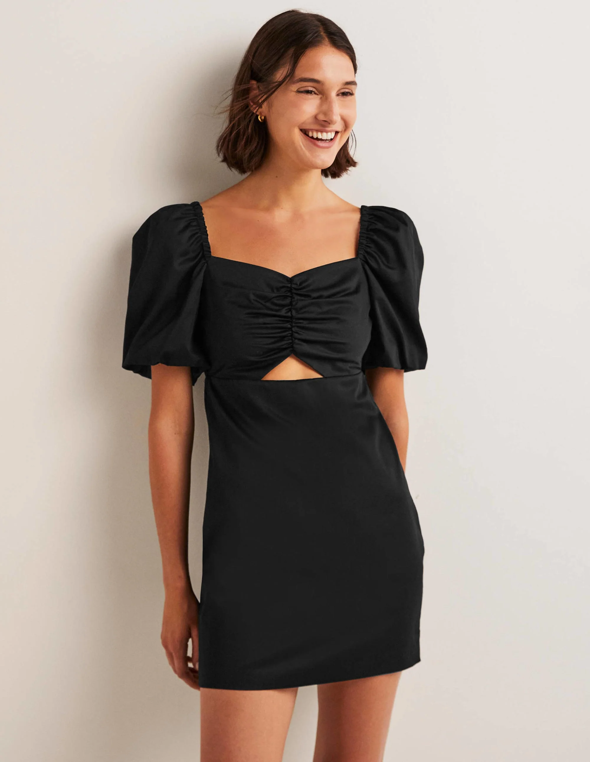 Cut Out Detail Mini Dress-Black