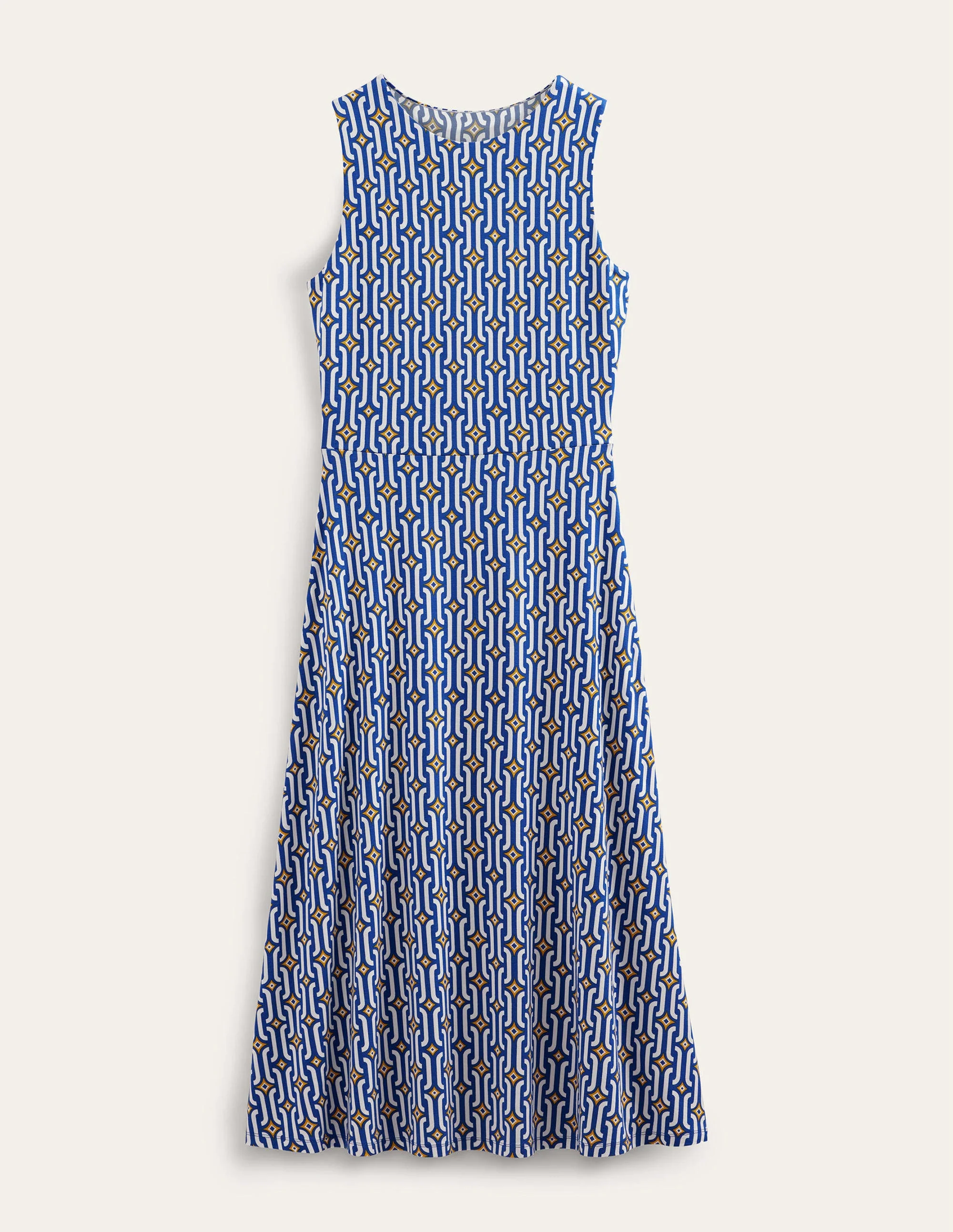 Cut-out Jersey Midi Dress-Sapphire, Azure Geo - Image 5