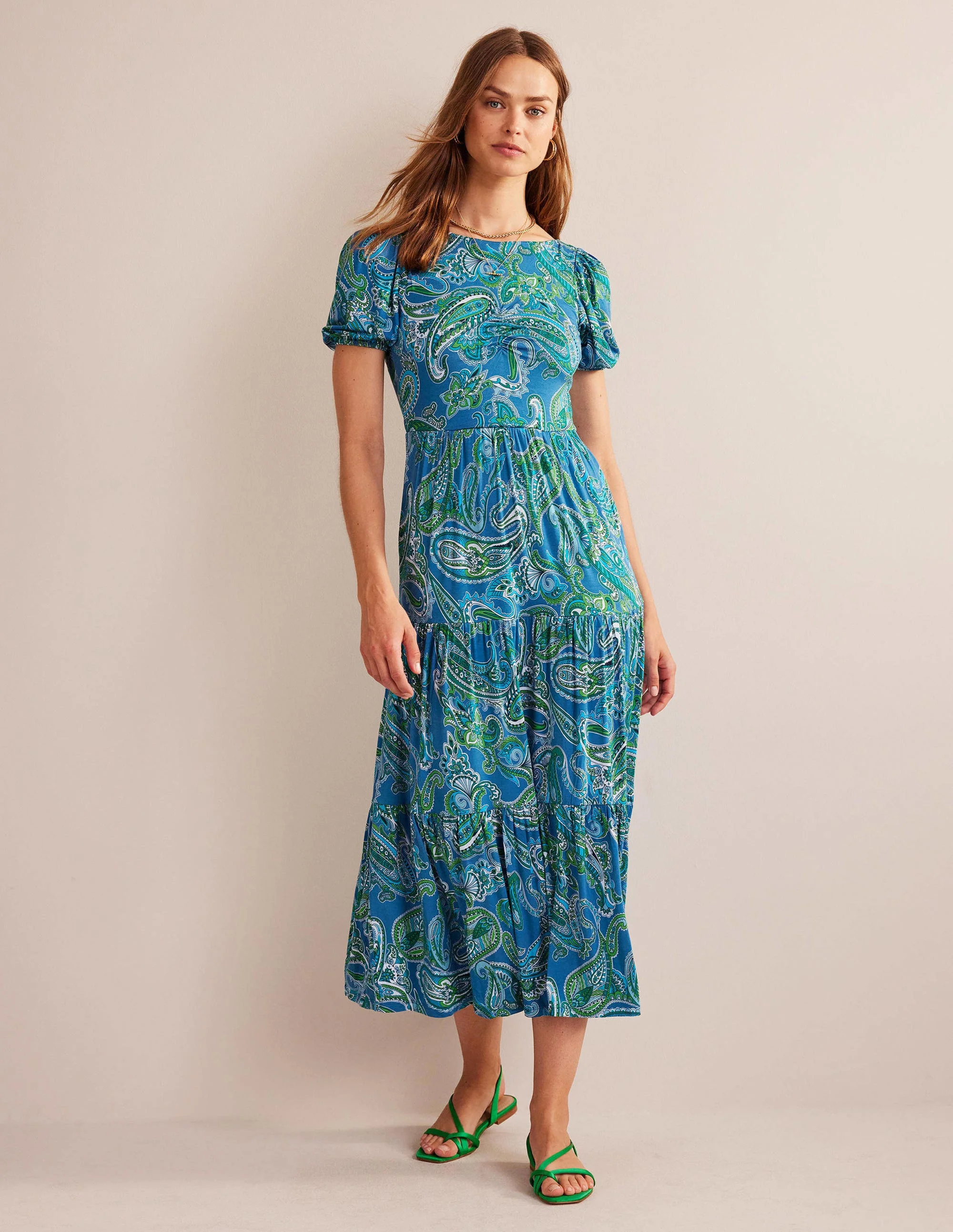 Cutout-Back Jersey Maxi Dress-Aegean Blue, Paradise Pop - Image 5