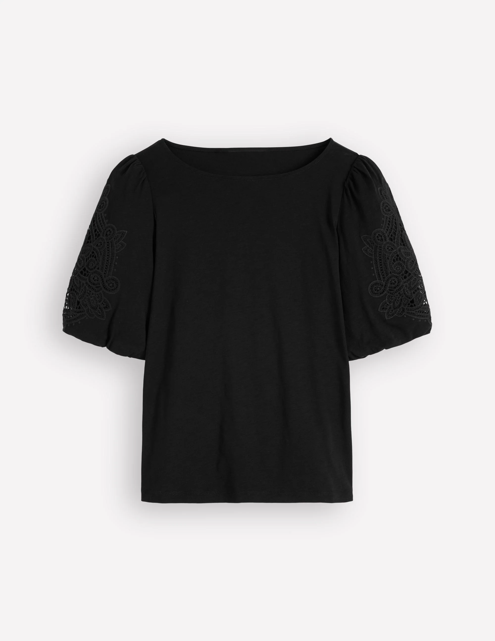 Cutwork Detail Jersey Top-Black - Image 5