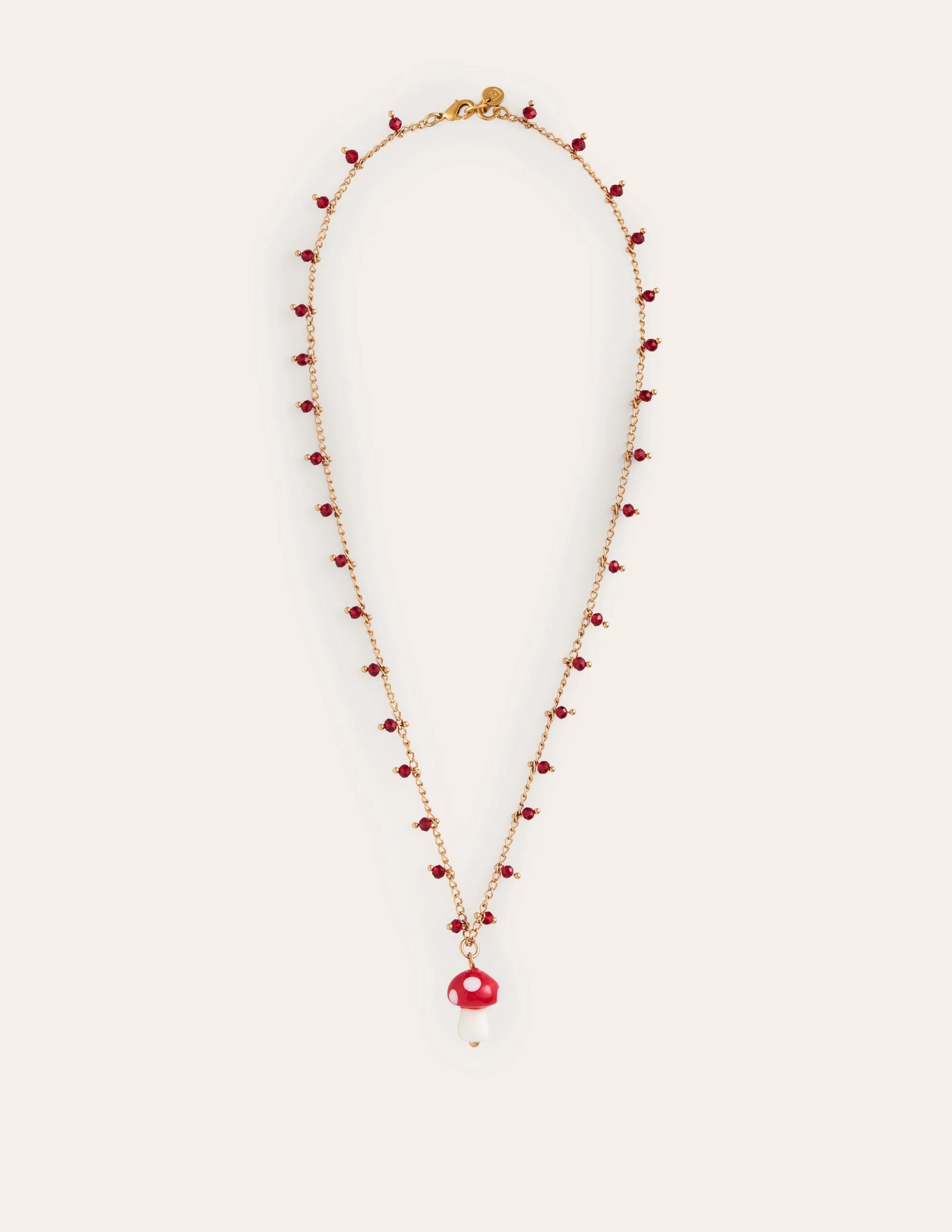 Delicate Bead Necklace-Red Mushroom - Image 2