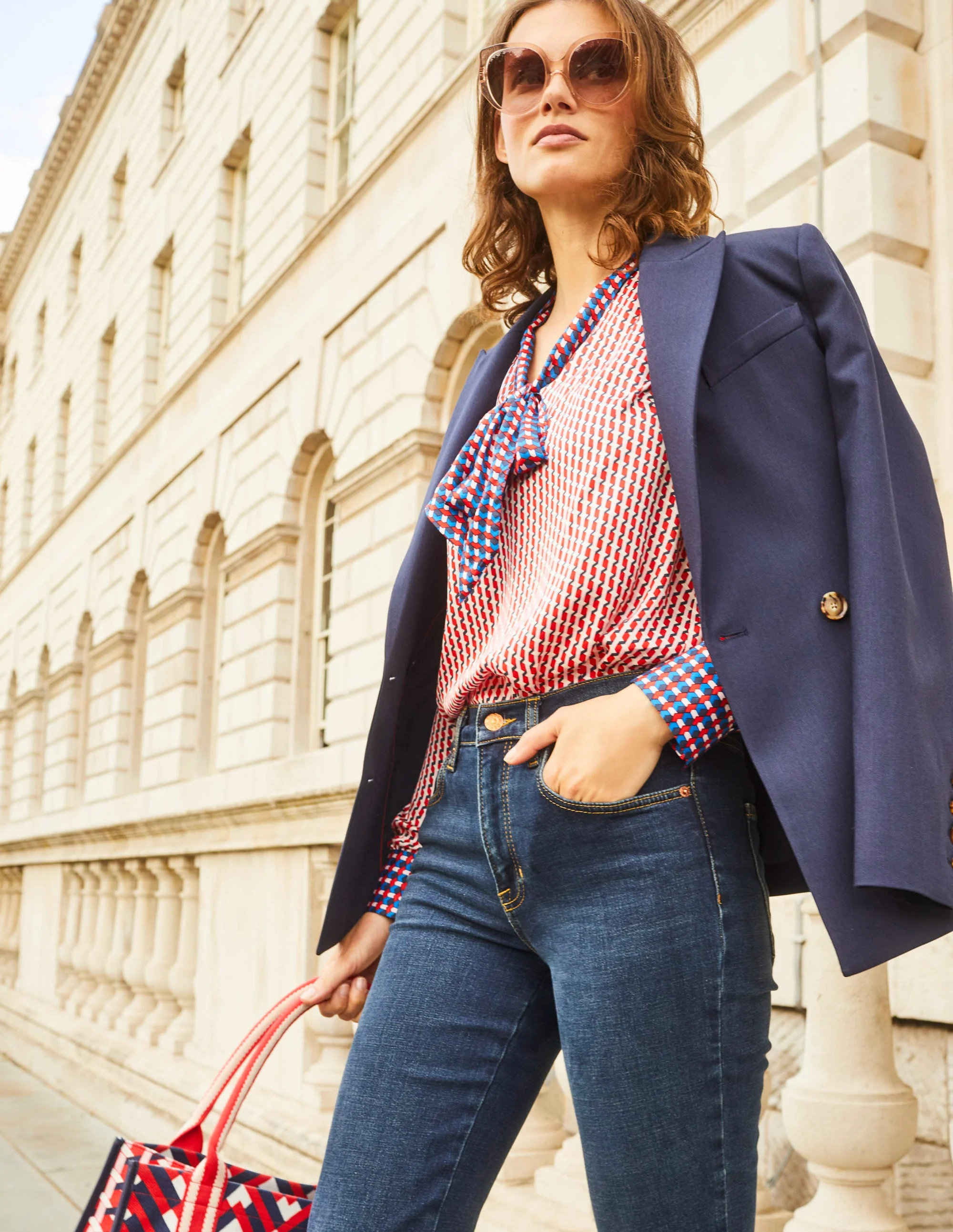 Double-Breasted Blazer-Navy - Image 5