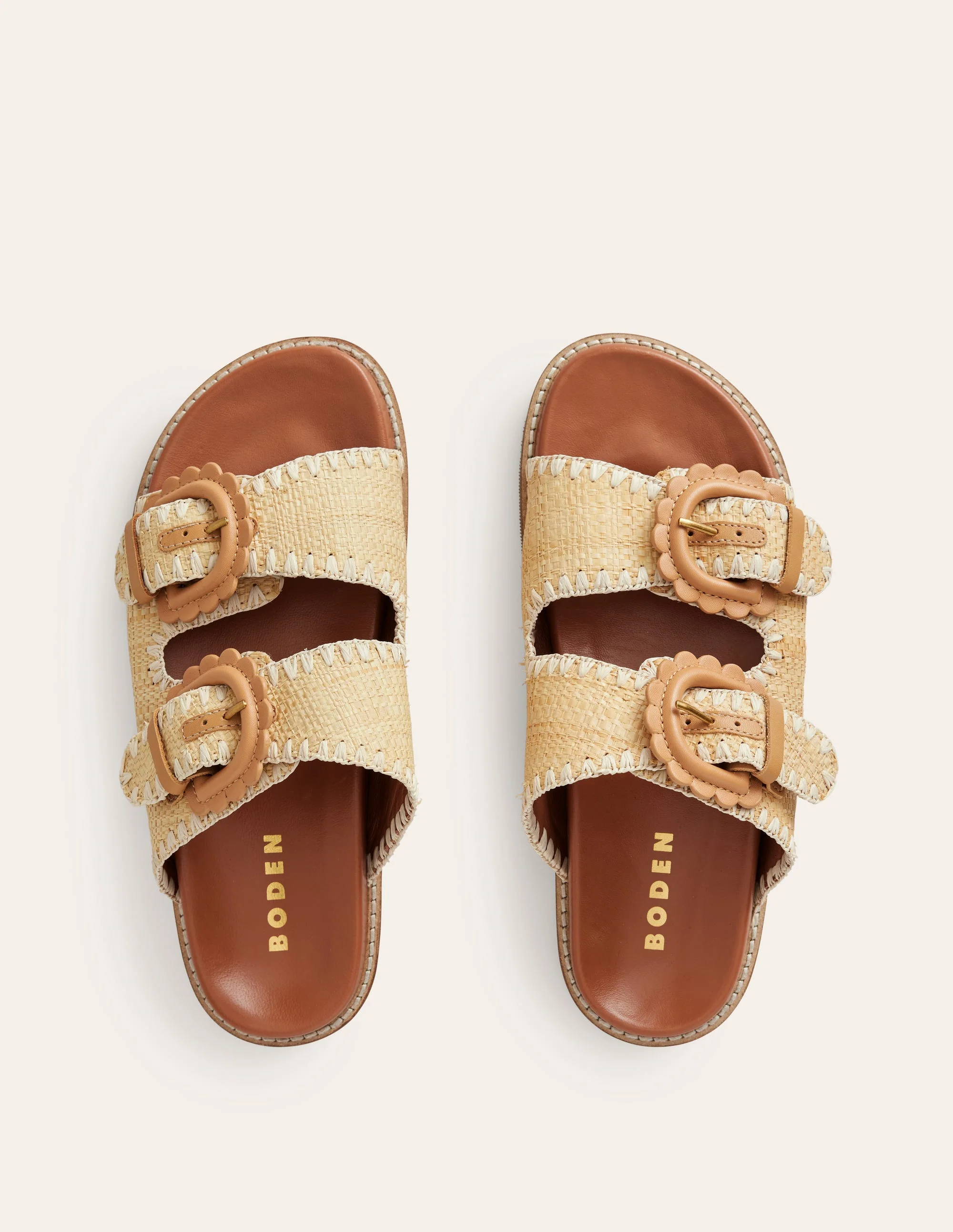 Double Buckle Sliders-Natural Raffia - Image 6