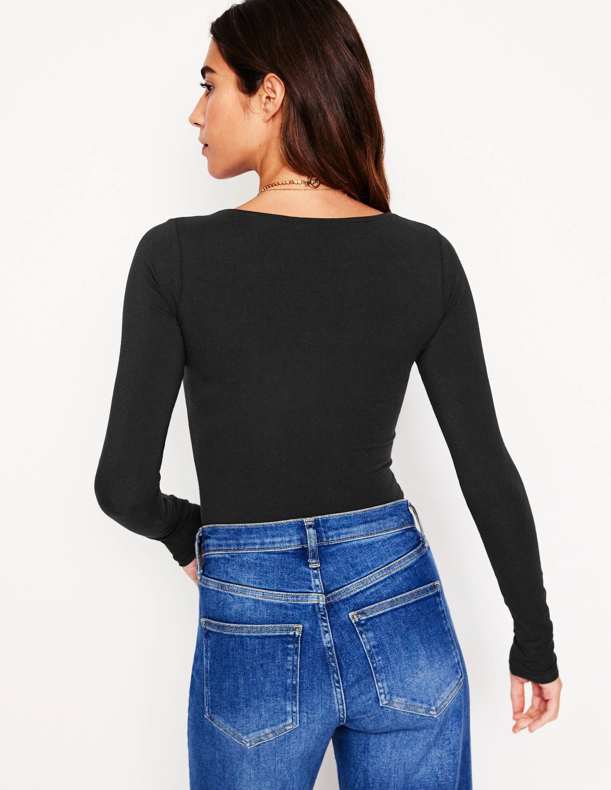Double Layer Scoop Long Sleeve-Black - Image 3