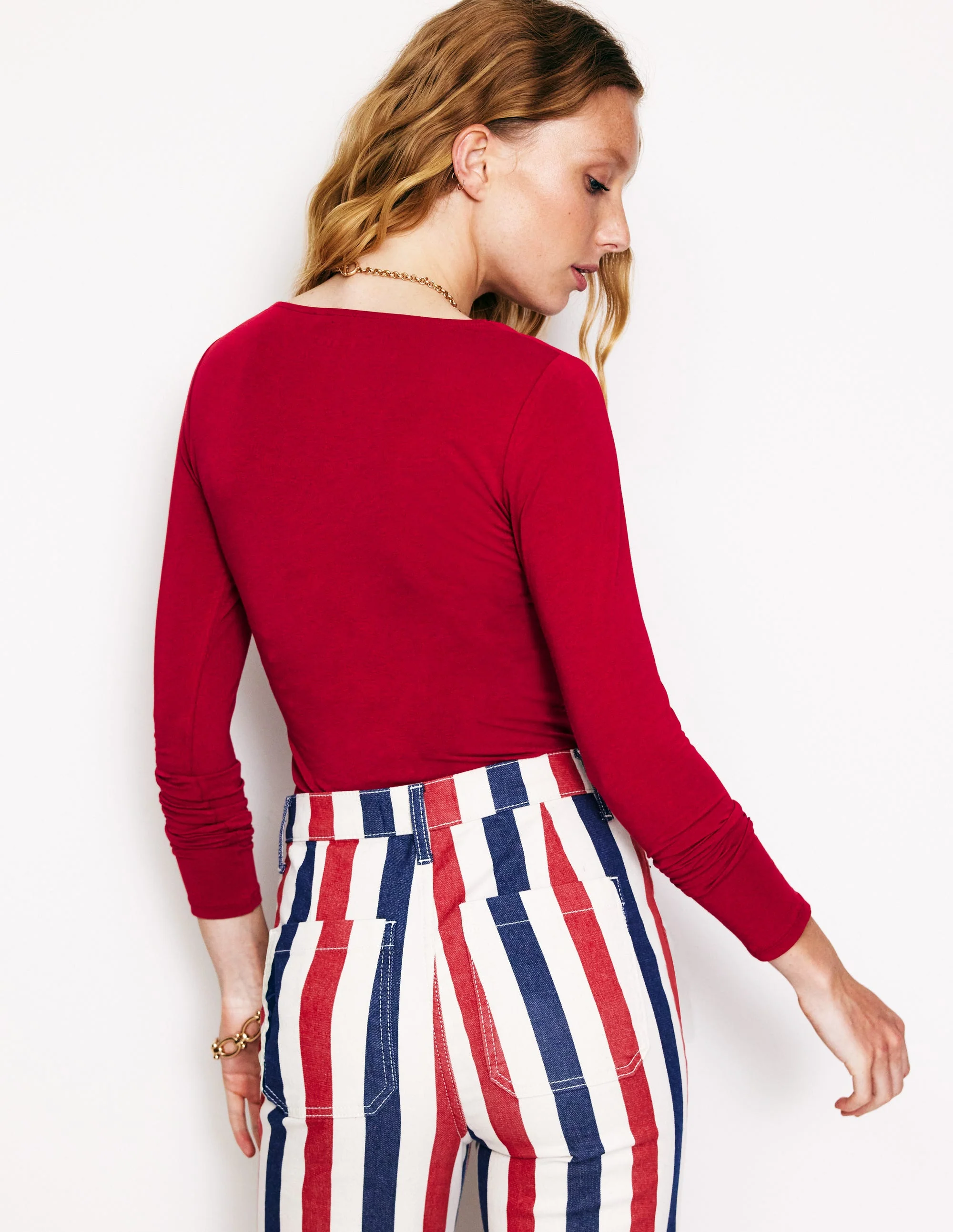 Double Layer Scoop Long Sleeve-Red Liquorice - Image 3