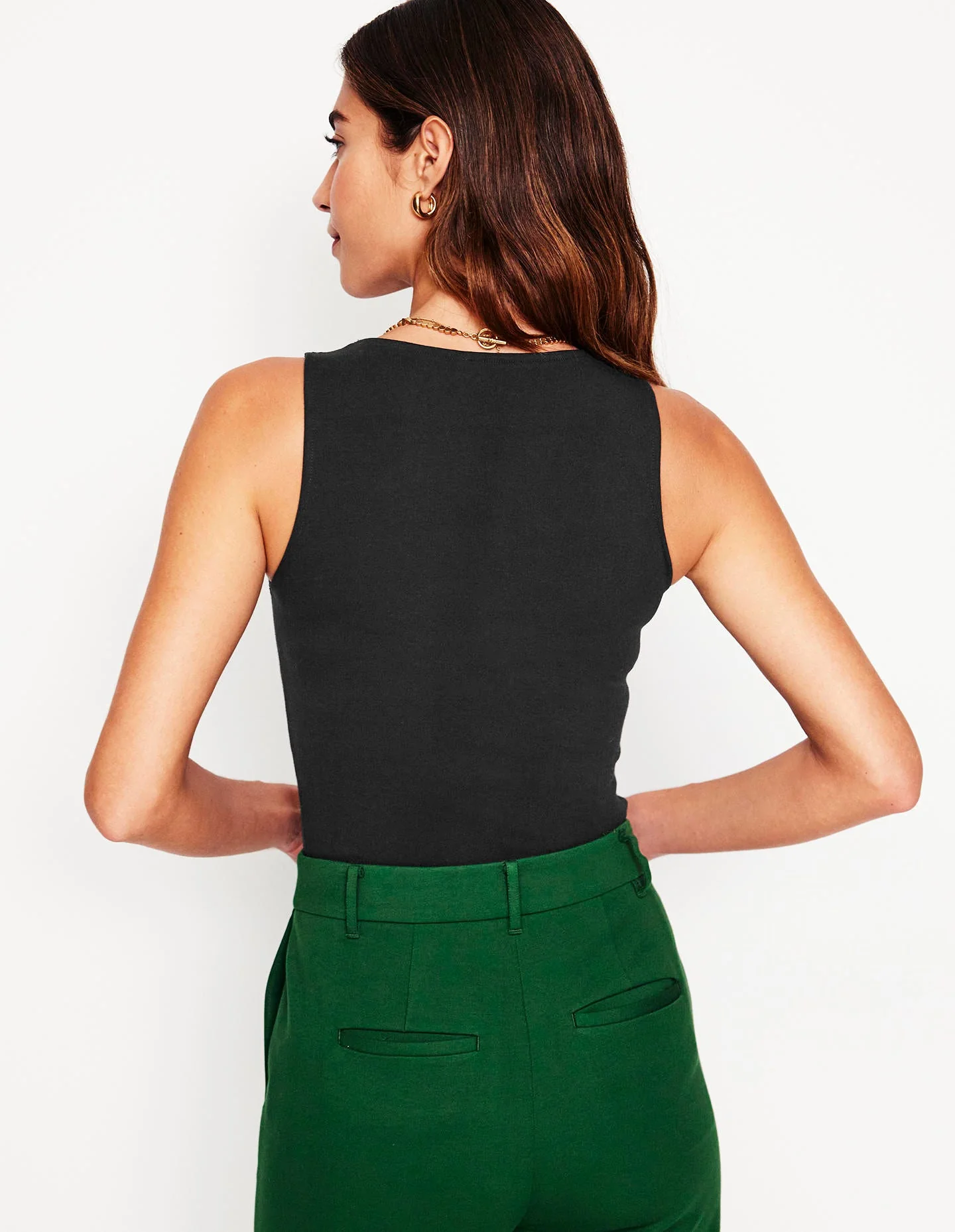 Double Layer Scoop Neck Vest-Black - Image 3