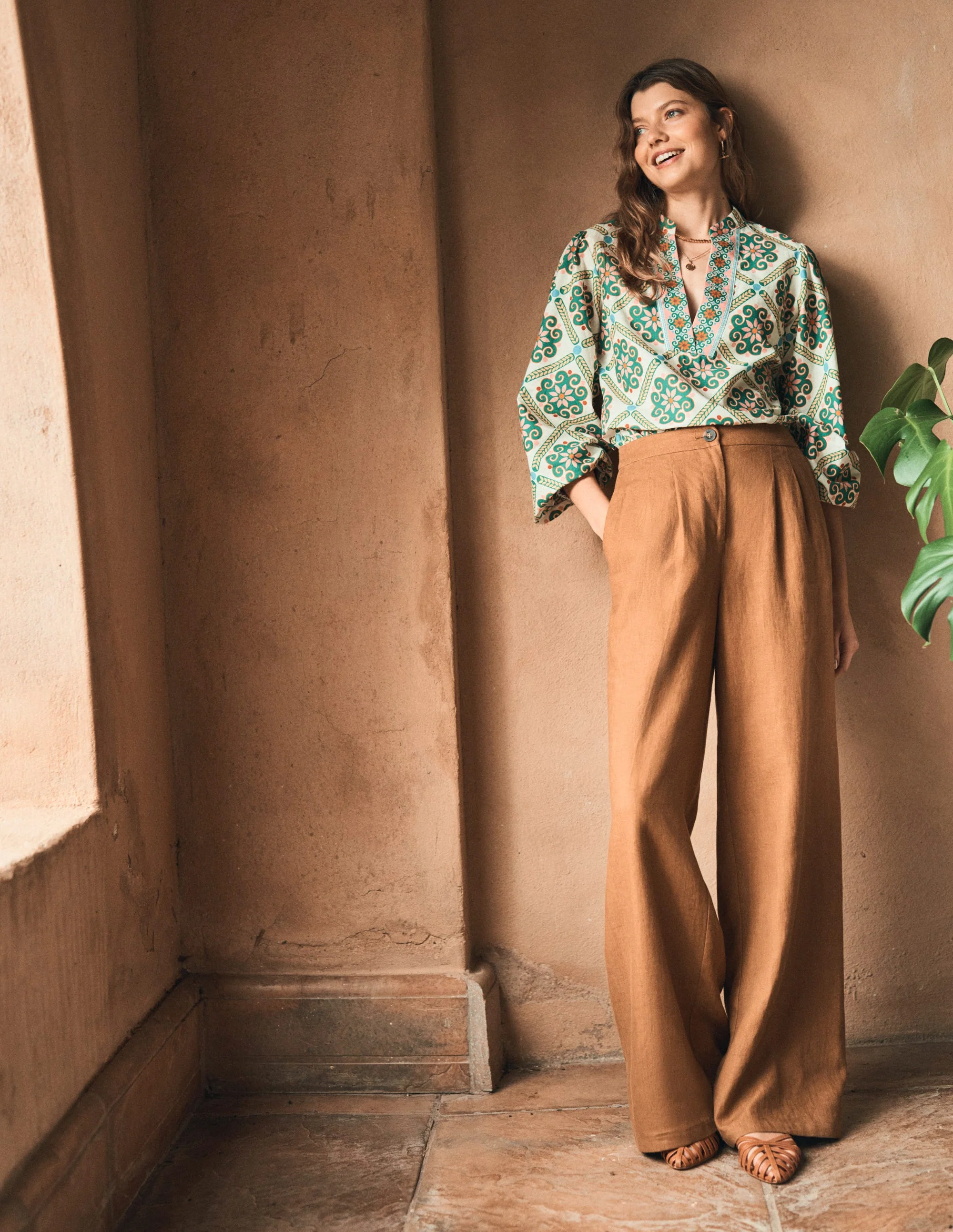 Dulwich Linen Trousers-Gingerbread - Image 2