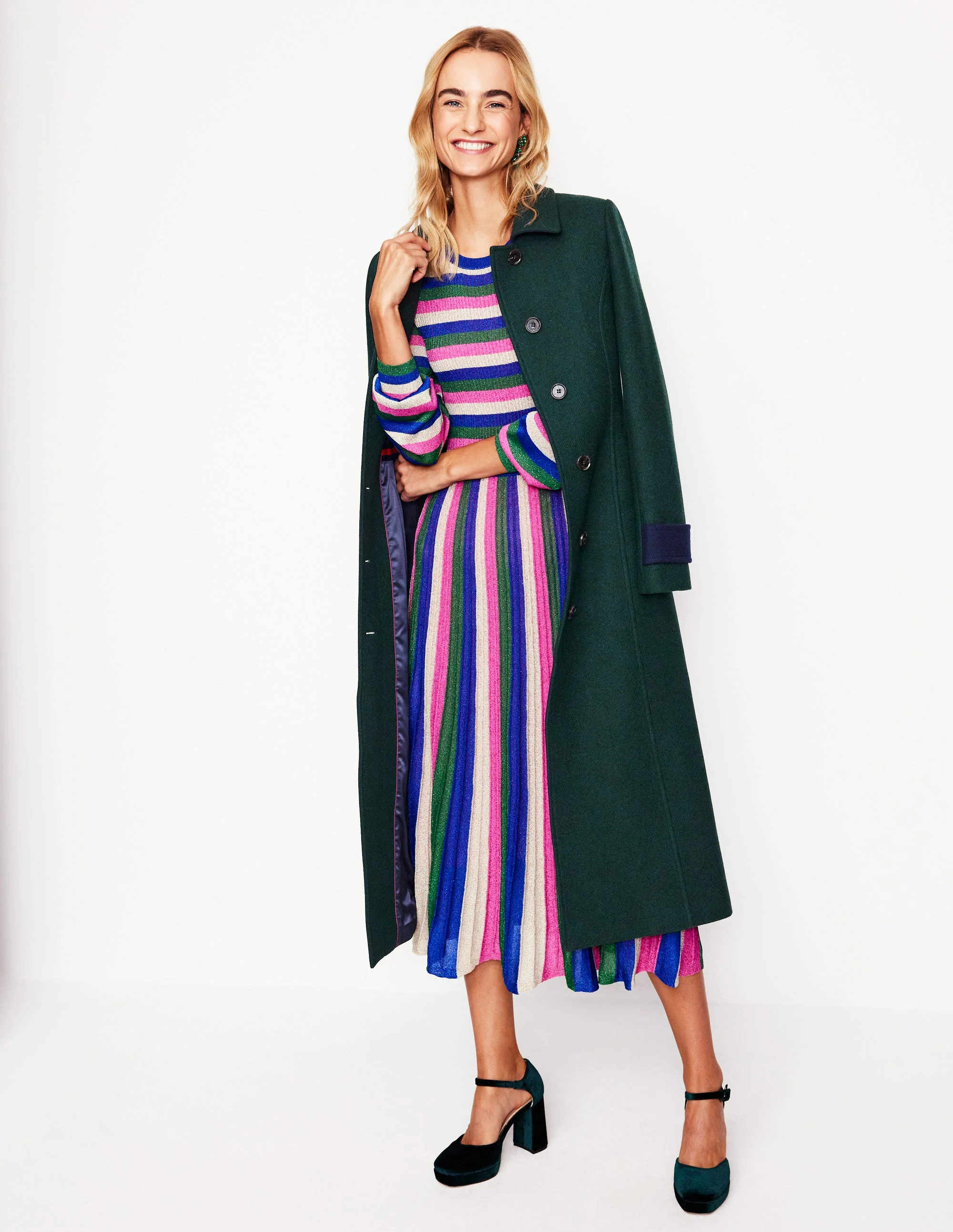 Durham Midi Coat-Colourblock Green - Image 6