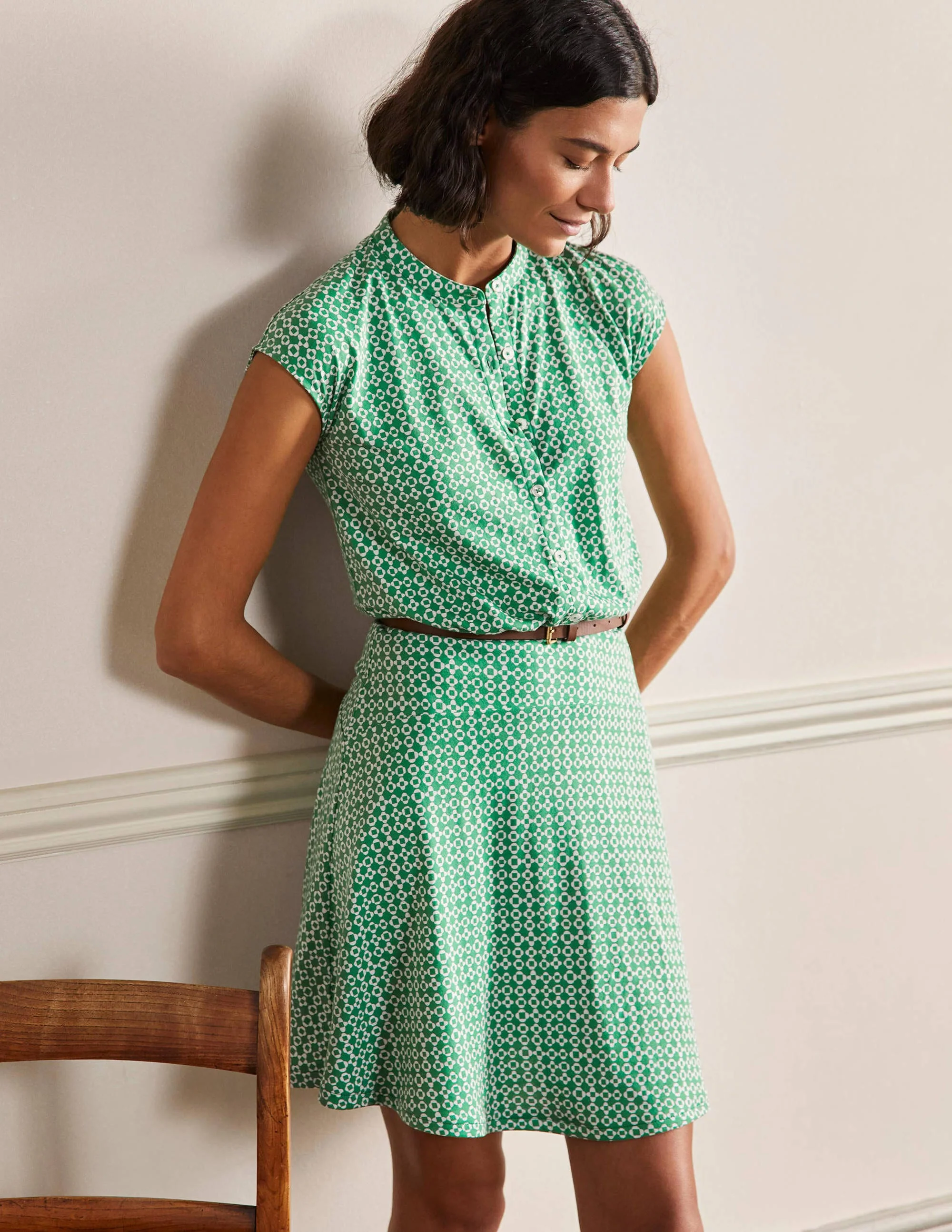 Easy Jersey Shirt Dress-Irish Green, Mosaic Square