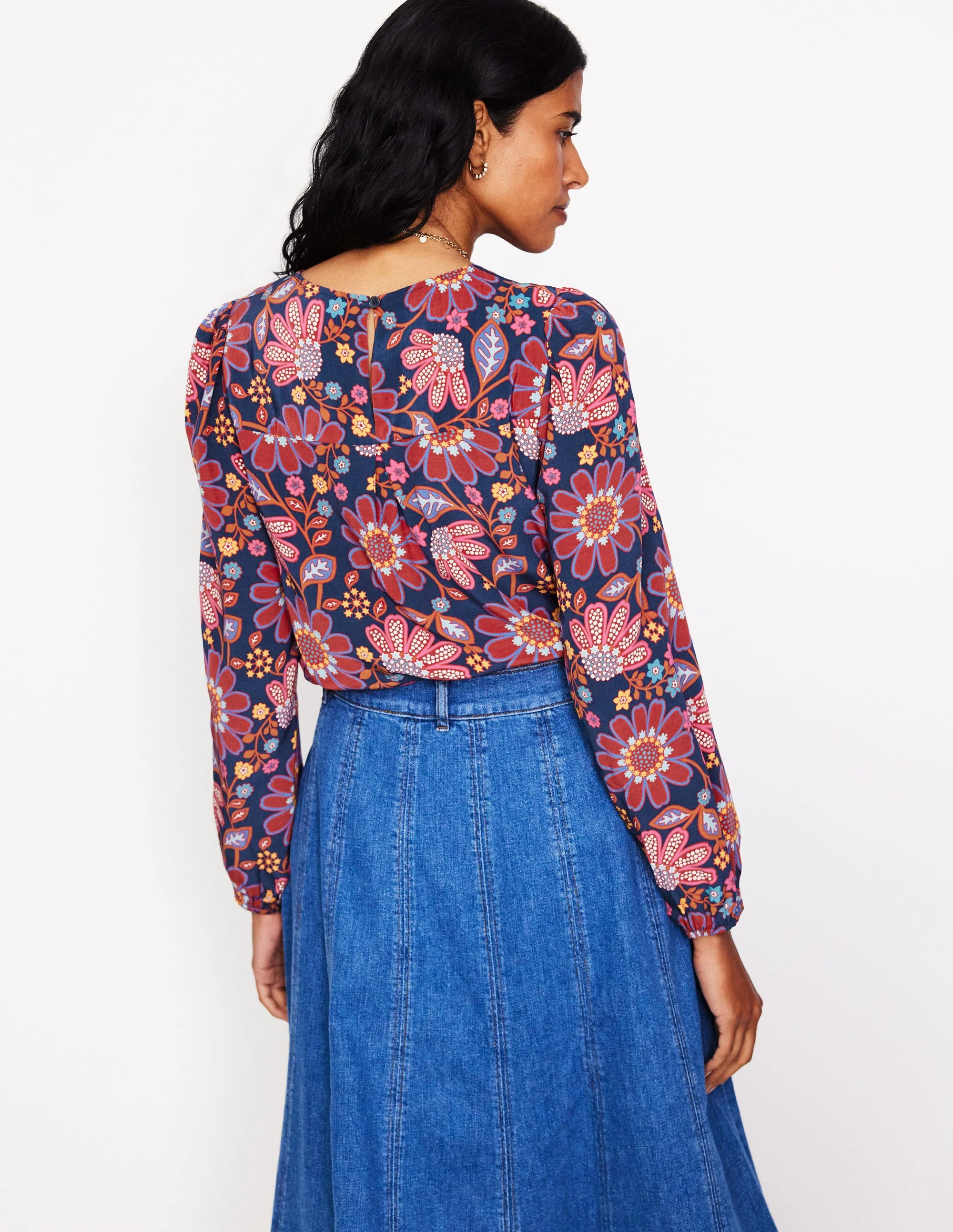 Easy Printed Top-French Navy, Cosmic Meadow - Image 3